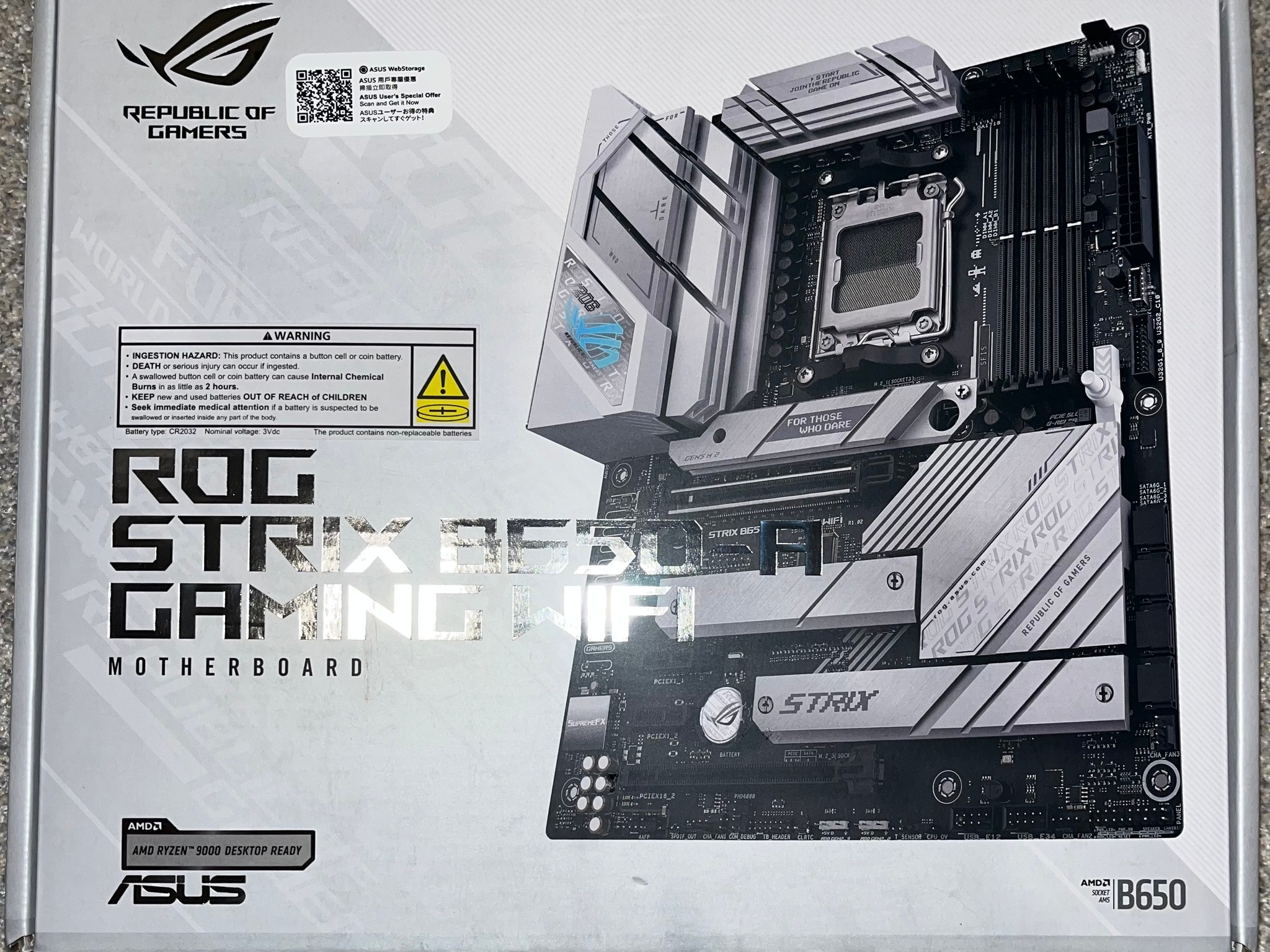 ASUS ROG STRIX B650-A GAMING WIFI (Socket AM5) AMD B650 ATX DDR5 Wi-Fi 6E AURA