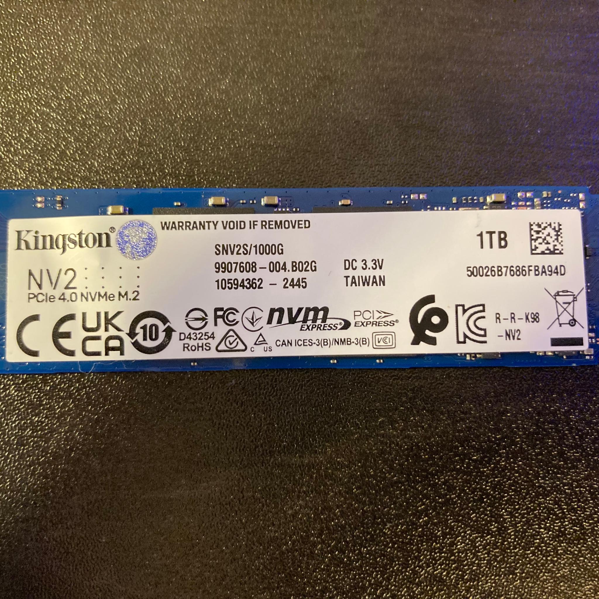 Kingston NV2 1TB M.2 SSD (w/ Installed Windows)