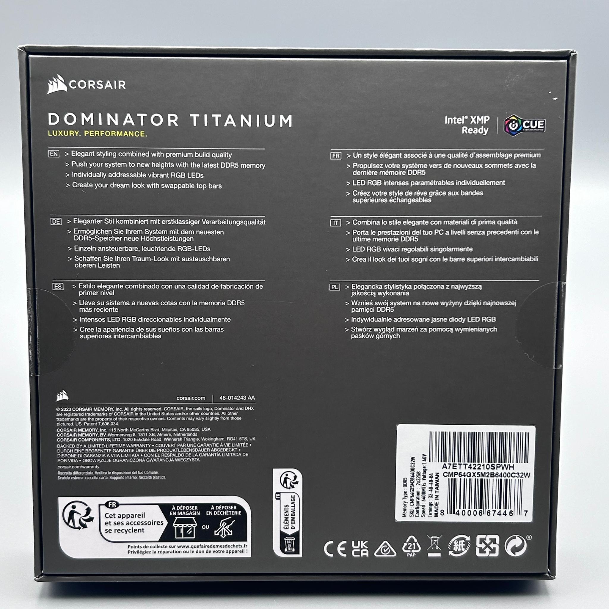Corsair Dominator Platinum 6400 White DDR5