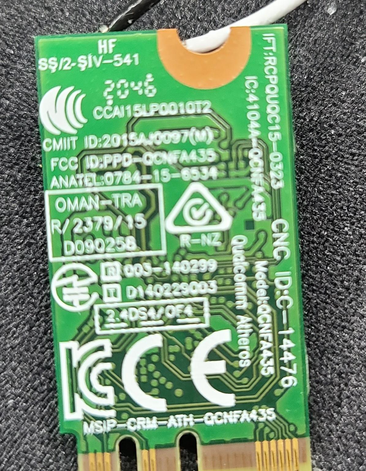 QCNFA435 QCA9377 802.11ac 433Mbps M.2 NGFF WiFi Adapter Wireless WLAN Card W/Bluetooth 4.1 for Dell