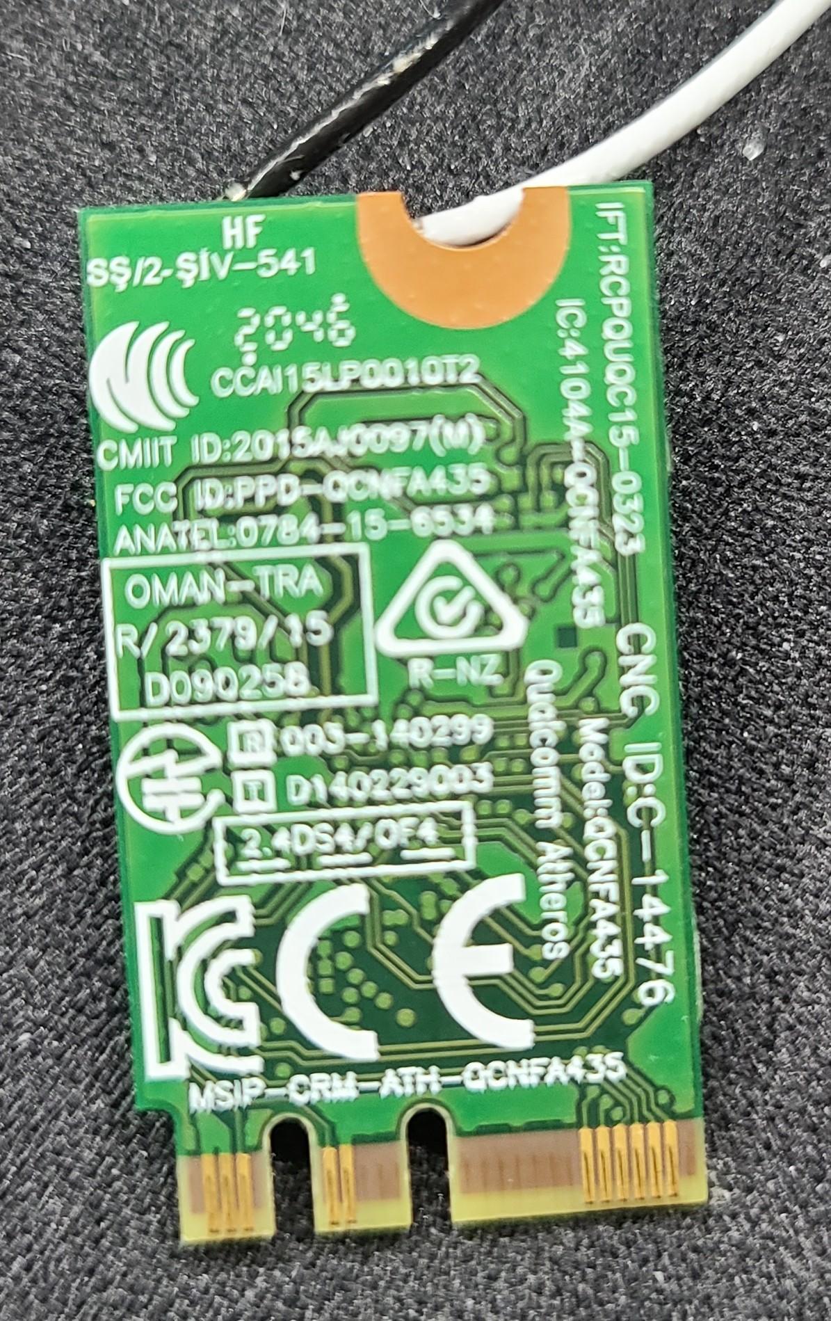 QCNFA435 QCA9377 802.11ac 433Mbps M.2 NGFF WiFi Adapter Wireless WLAN Card W/Bluetooth 4.1 for Dell
