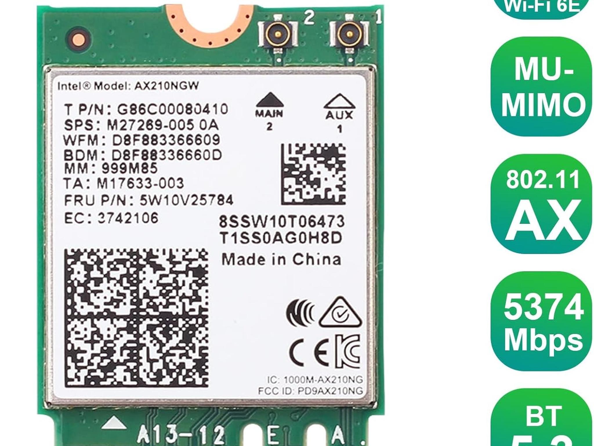 WiFi 6E AX210 NGW Wireless Card Intel Laptop Network Adapter with Bluetooth 5.3 Tri-Band 5400Mbps