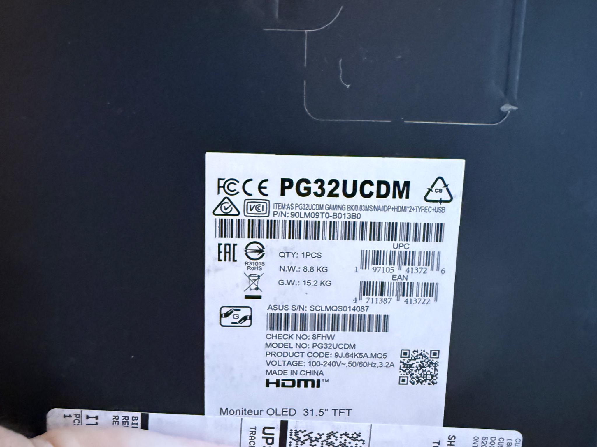 BNIB: 32” ROG Swift OLED PG32UCDM Monitor