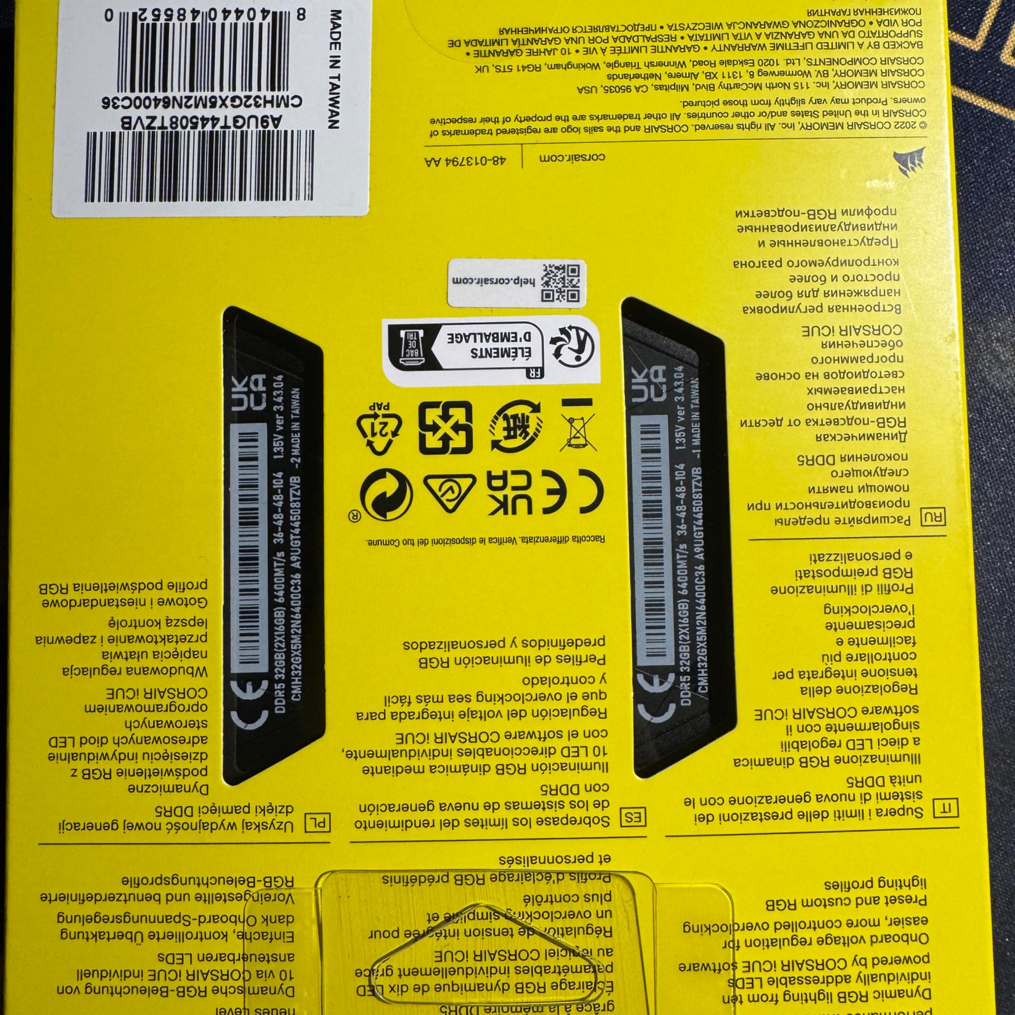 Corsair 32 gb ddr5 6400 MHz