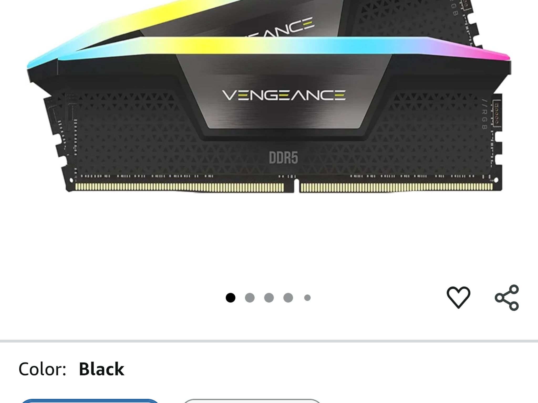 CORSAIR VENGEANCE RGB DDR5 RAM 64GB (2x32GB) 6000MHz