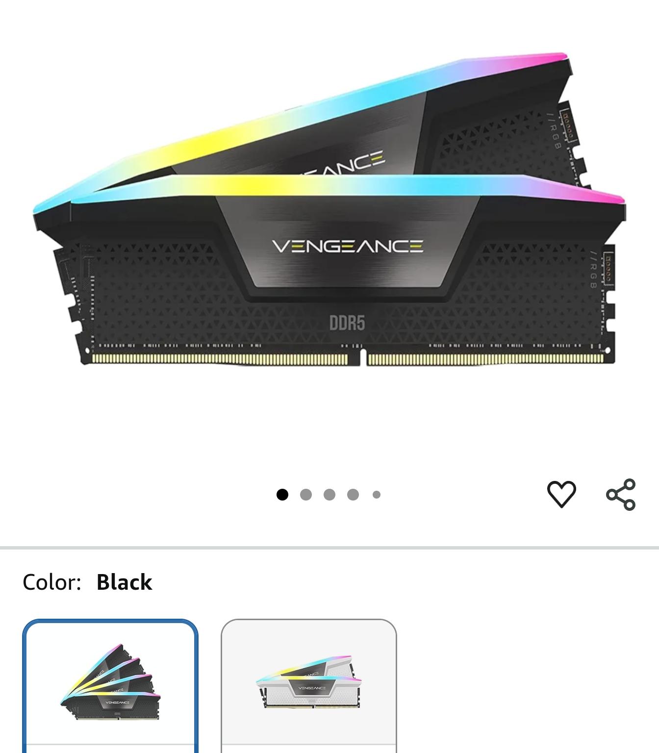 CORSAIR VENGEANCE RGB DDR5 RAM 64GB (2x32GB) 6000MHz