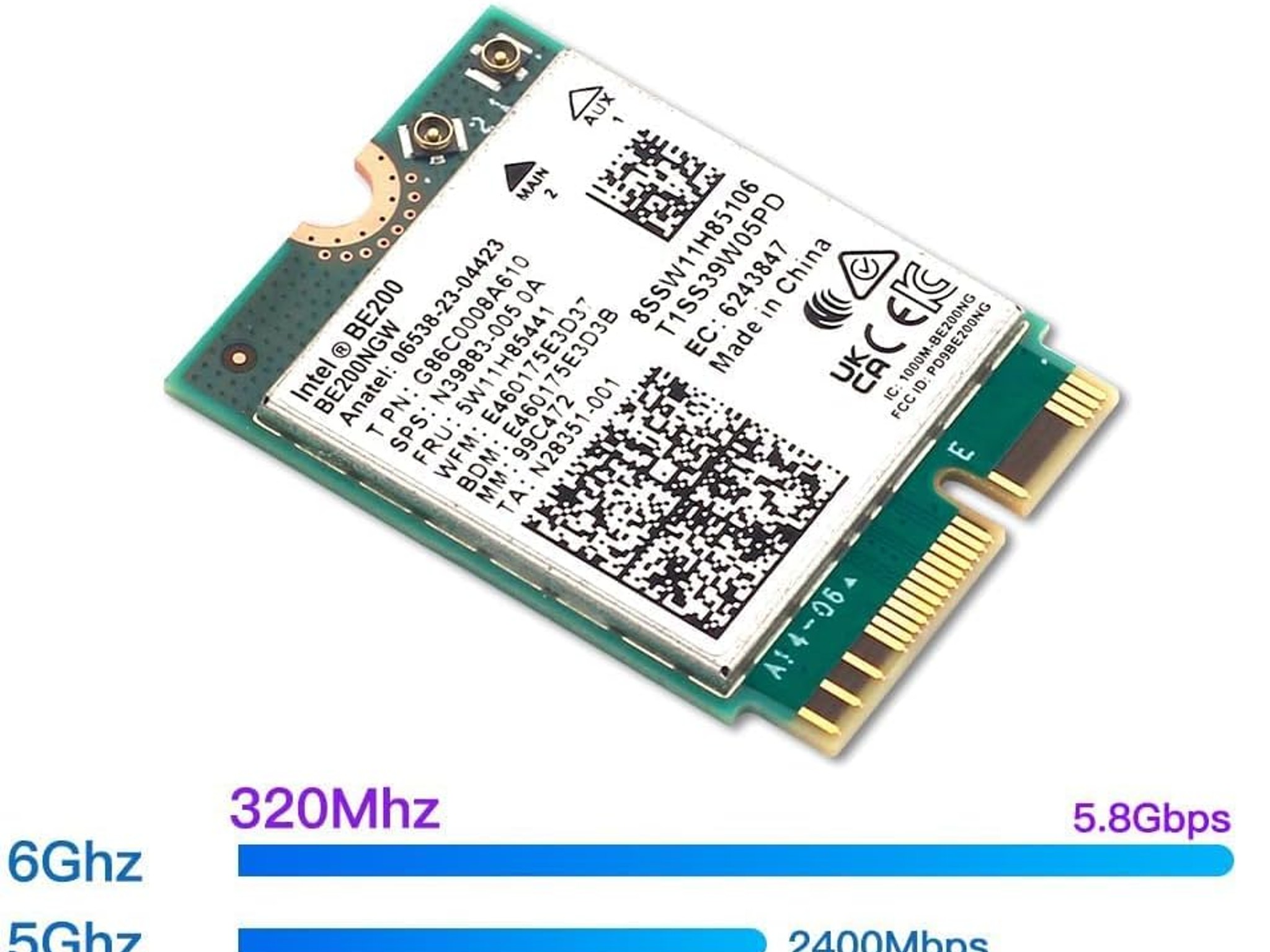 Wi-Fi 7 BE200 Bluetooth 5.4 Wifi Card BE200NGW 2.4/ 5/ 6 GHz 5.8 Gbps for Windows 11 PC Laptop
