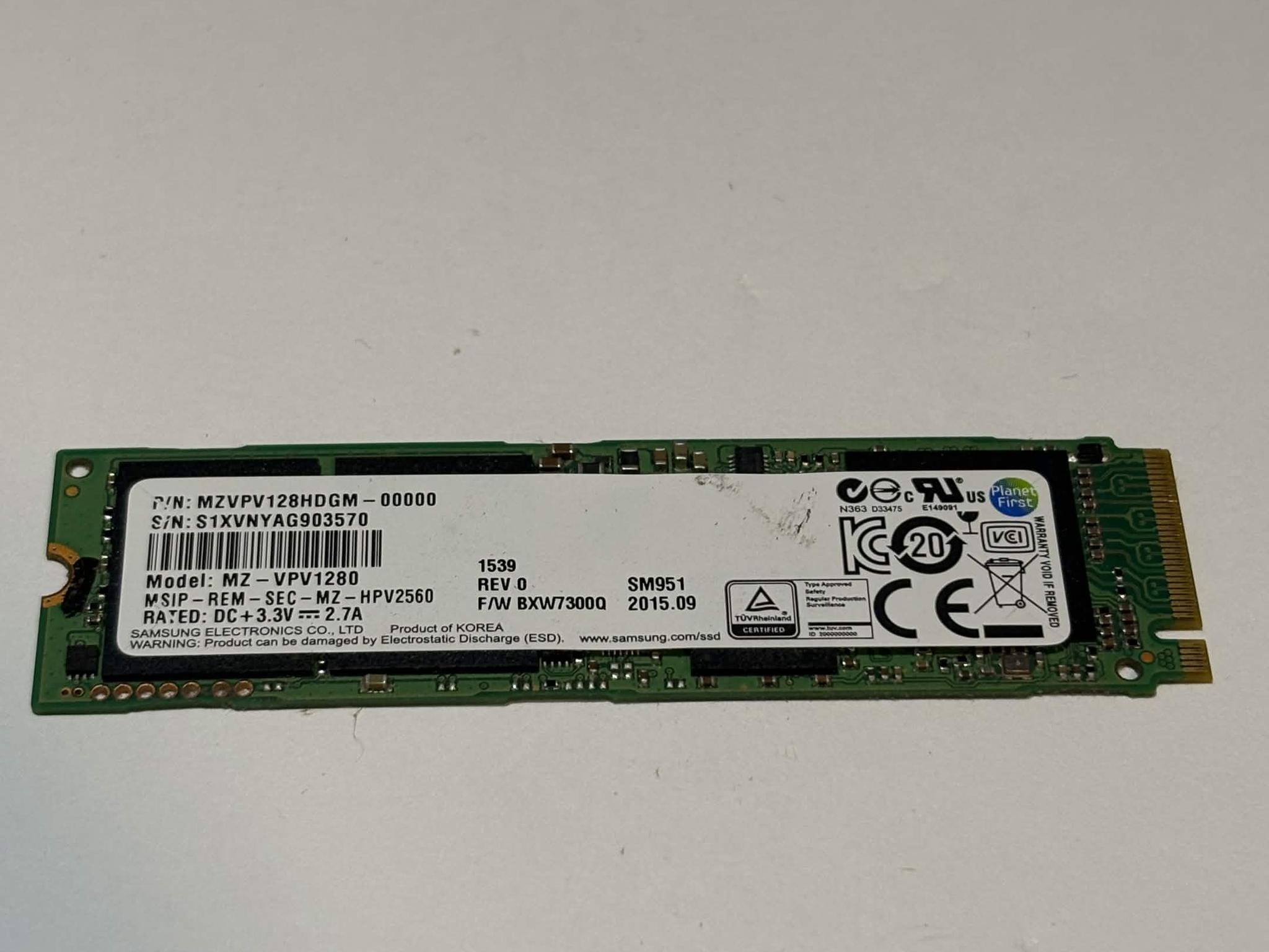 Samsung PM951 128GB NVMe M.2 SSD Tested Working 66% Health