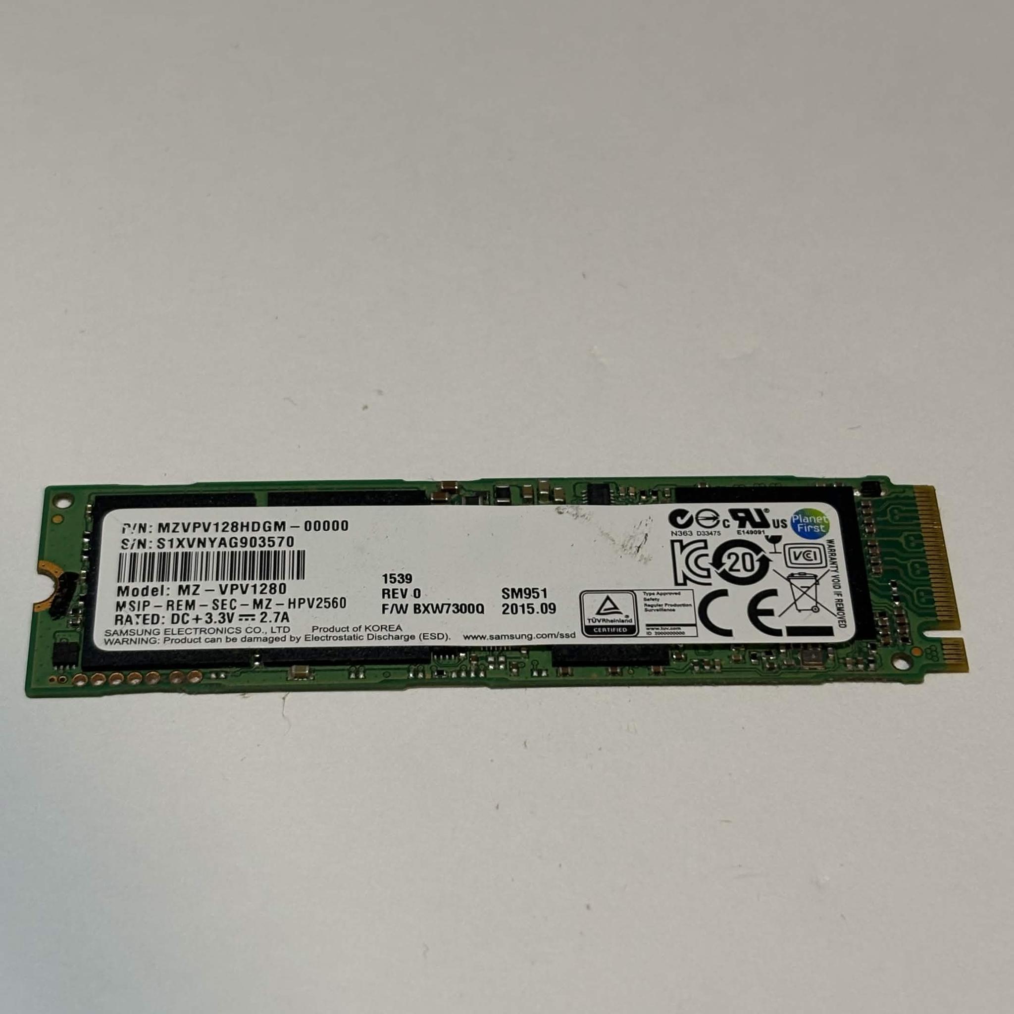 Samsung PM951 128GB NVMe M.2 SSD Tested Working 66% Health