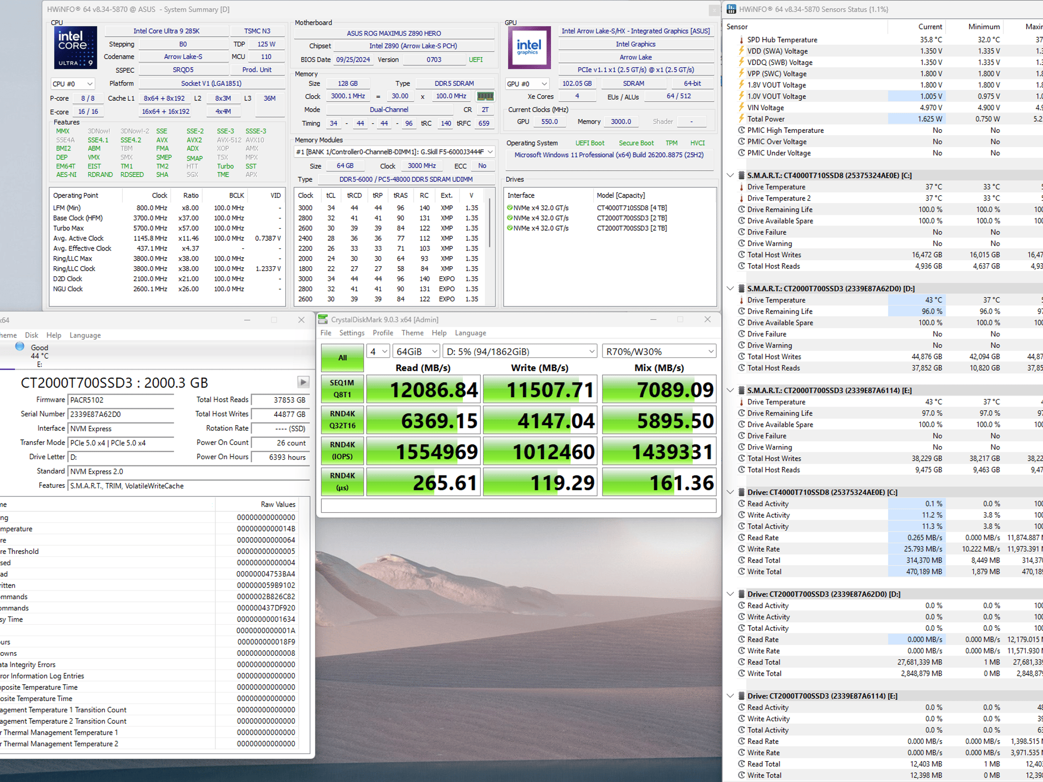 Crucial T700 2TB PCIe Gen5 NVMe SSD – Windows 11 Pro Preinstalled + NEW Retail License
