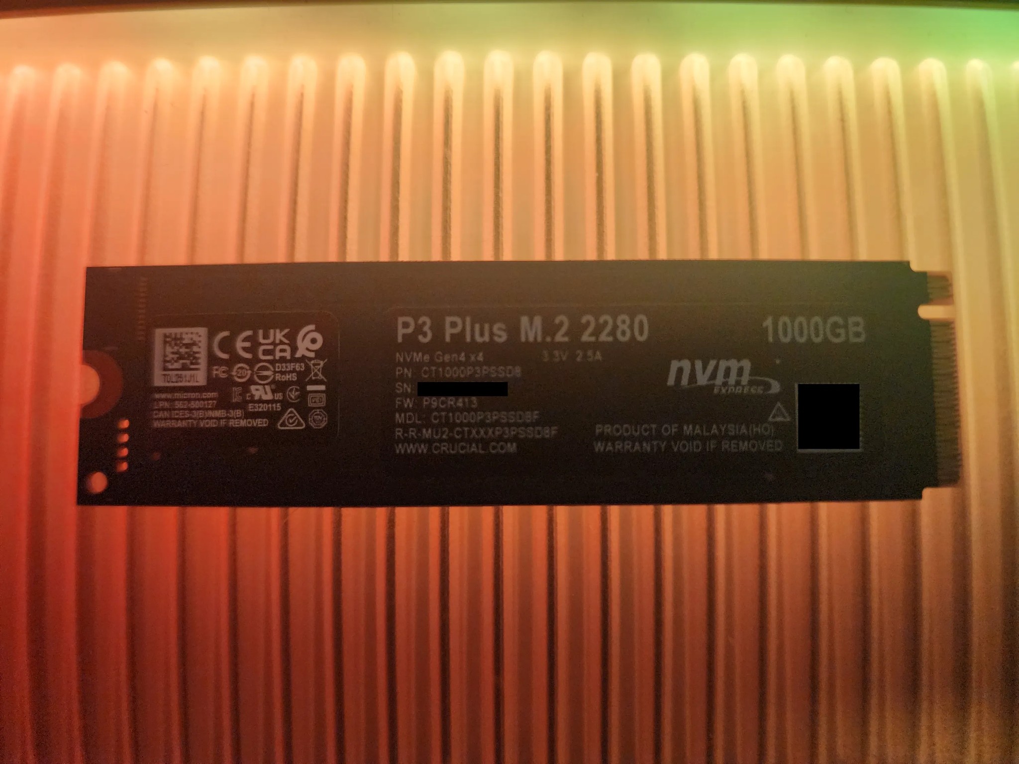 Crucial P3 1TB PCIe M.2 2280 SSD