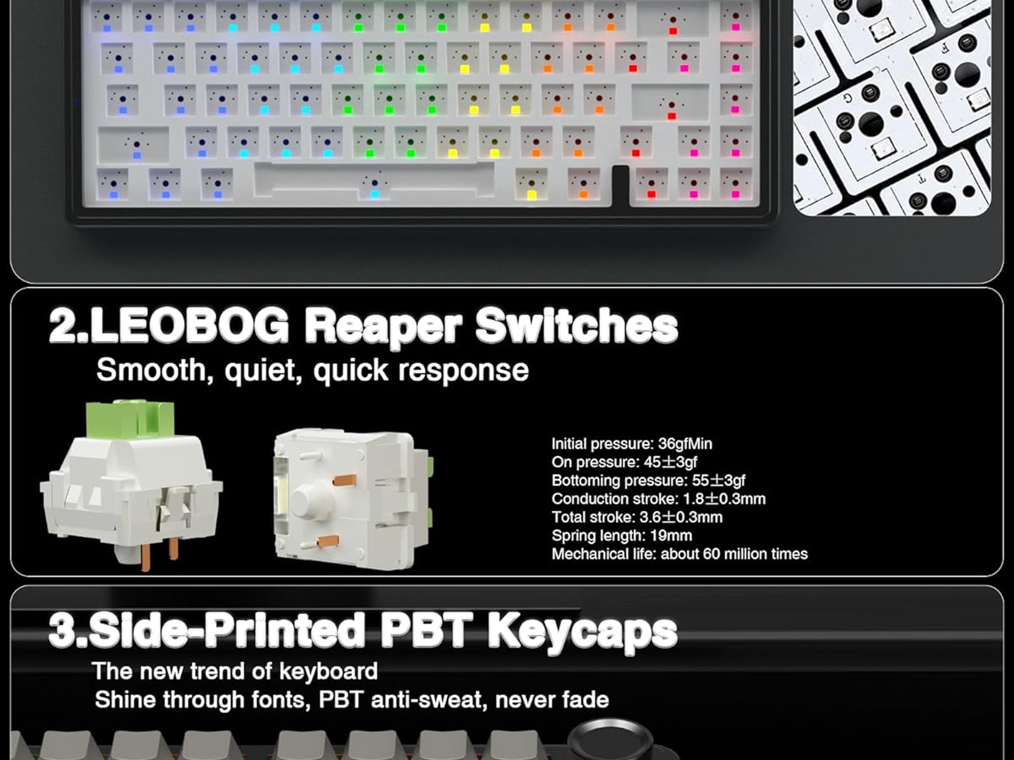 AULA F75 Pro Wireless Mechanical 75%, Pre-lubed Leobog Reaper Switches, with Knob, Hot Swappable