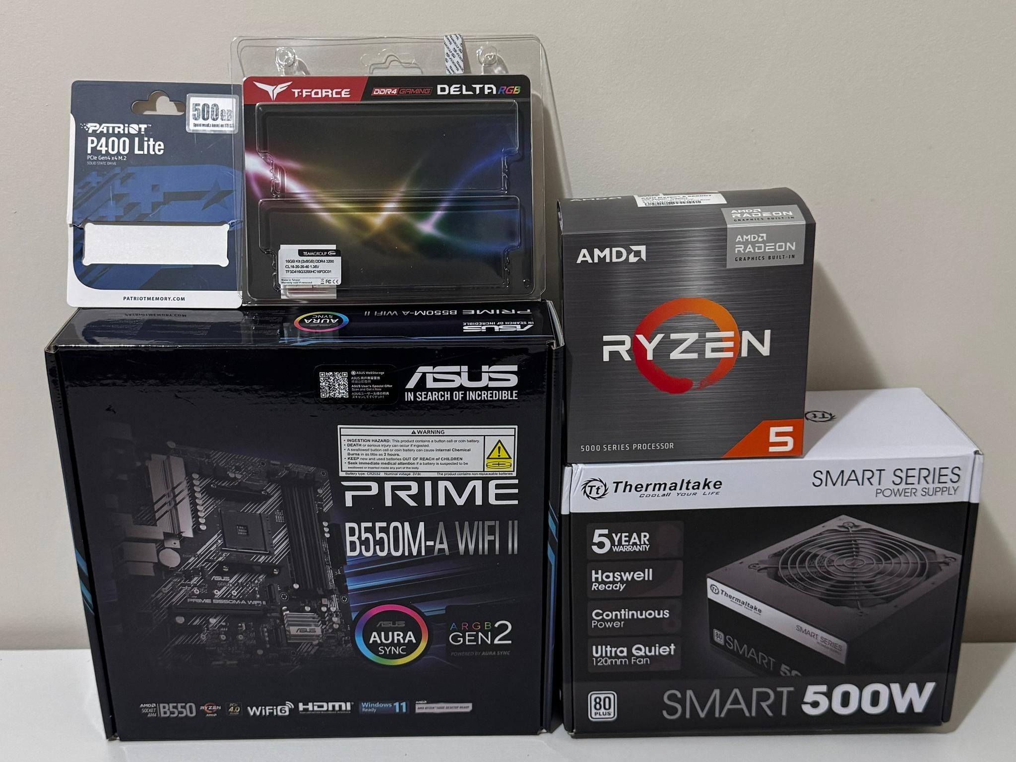 AMD Ryzen 5 5600GT Gaming PC Radeon Vega 7 Graphics ASUS B550M-A B550 Thermaltake Versa H18 Case