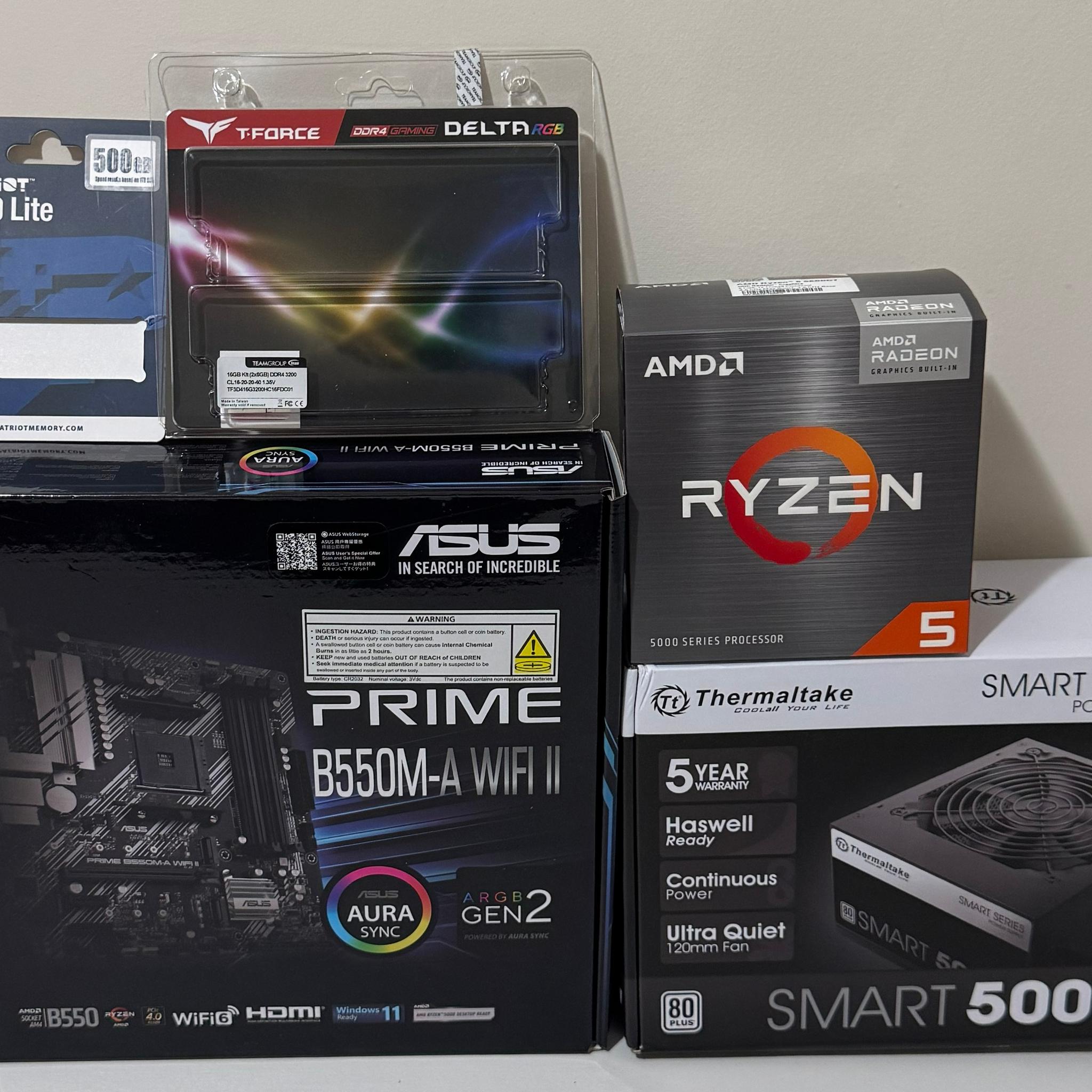 AMD Ryzen 5 5600GT Gaming PC Radeon Vega 7 Graphics ASUS B550M-A B550 Thermaltake Versa H18 Case