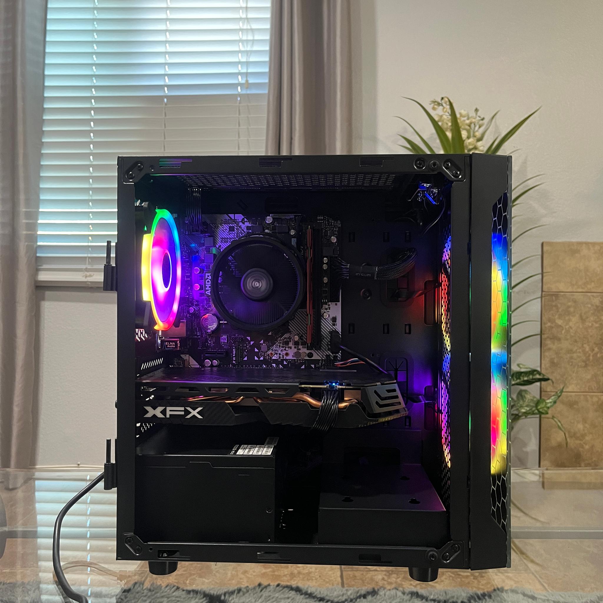 RX 580 8GB, Ryzen 7 1700, 8GB RAM | Black RGB Gaming Computer/PC
