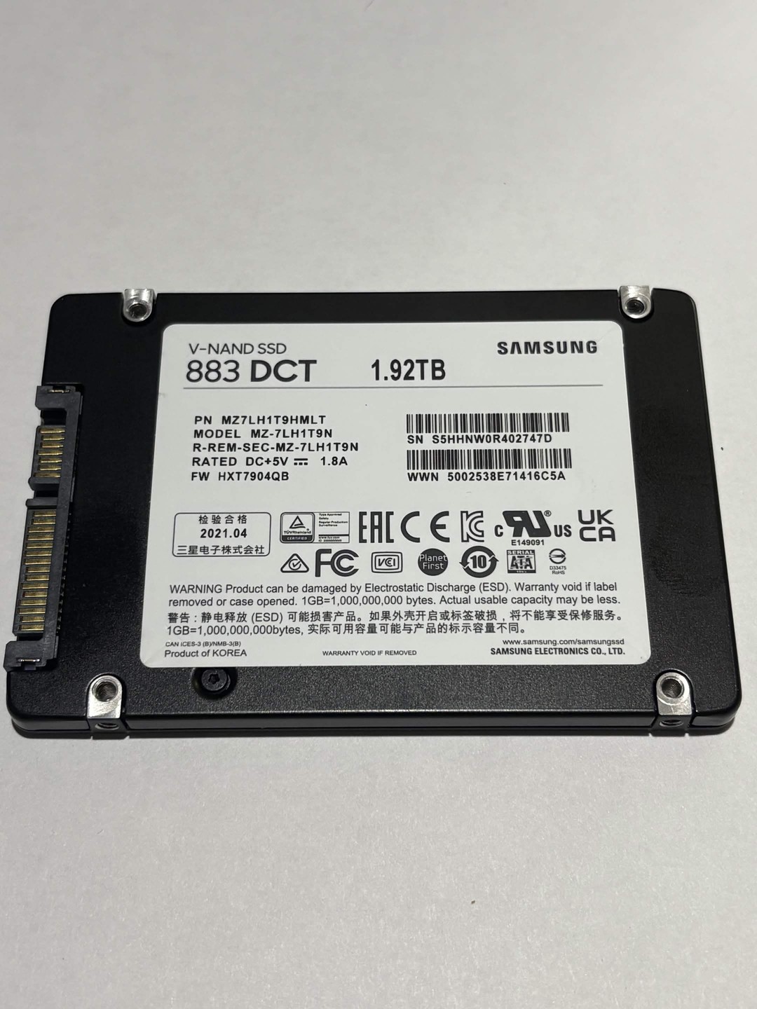 Samsung 883 DCT 1.92TB Enterprise SATA III 2.5