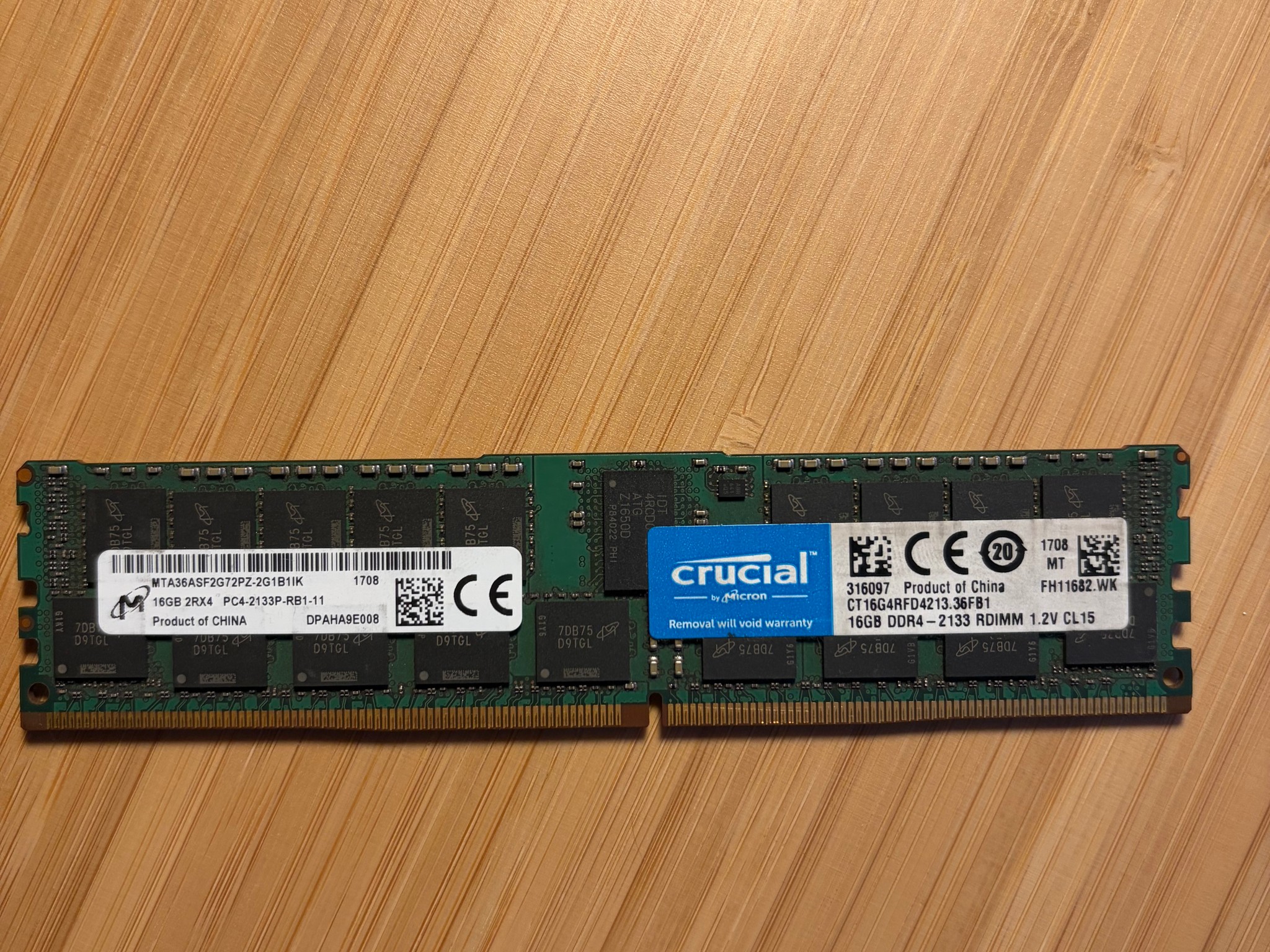 Crucial 16GB DDR4-2133 PC4-2133P ECC Registered RDIMM 288P