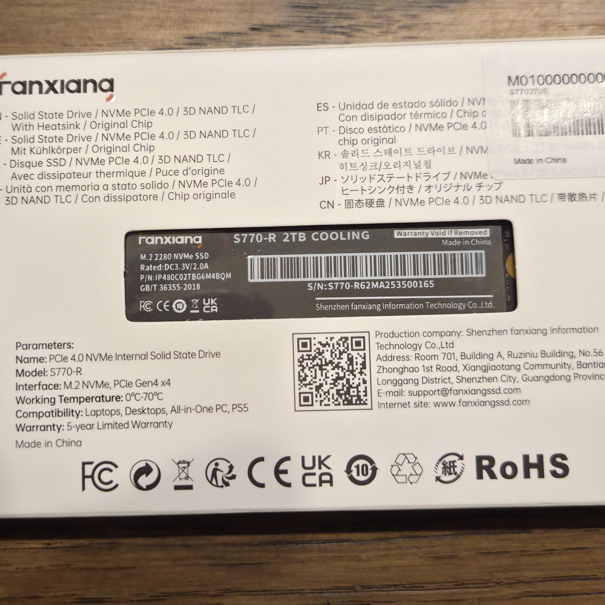 FANXIANG S770 2TB Gen4 NVME SSD (7300MB/s, and 2GB DRAM Cache) Professional SSD! (G70 Pro Copy)