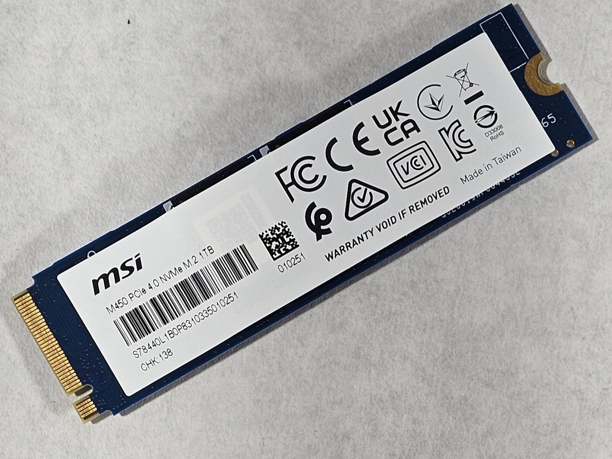 1TB NVMe M.2 SSD MSI Spatium M450
