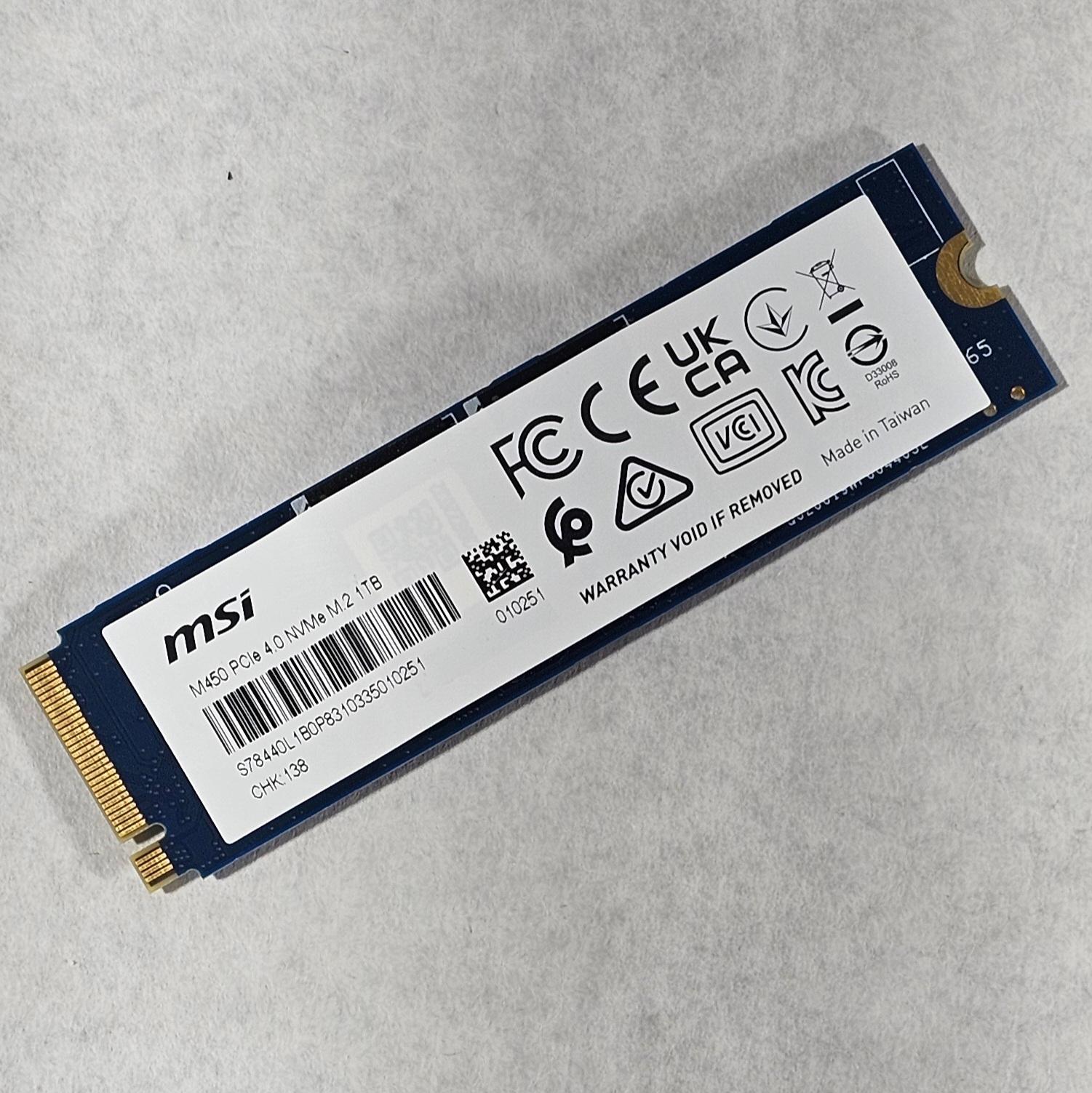 1TB NVMe M.2 SSD MSI Spatium M450