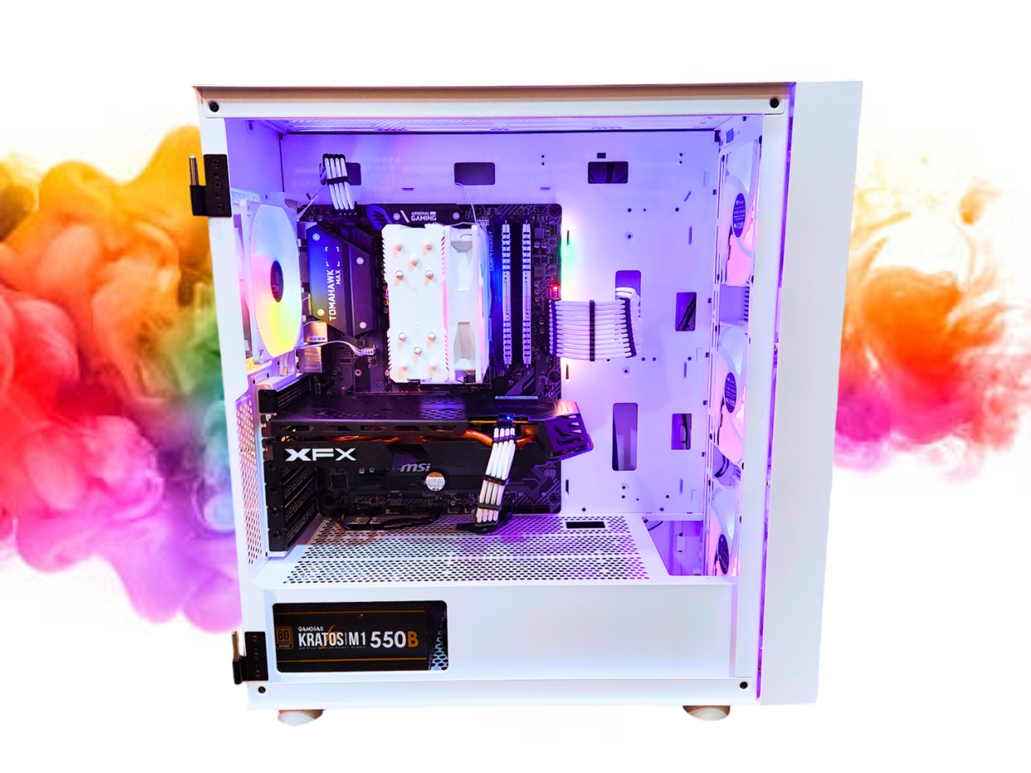 SALE: RX 580 8GB + Ryzen 7 + 512GB SSD + 16GBs RAM + 5 RGB Fans ( White RGB Gaming PC )