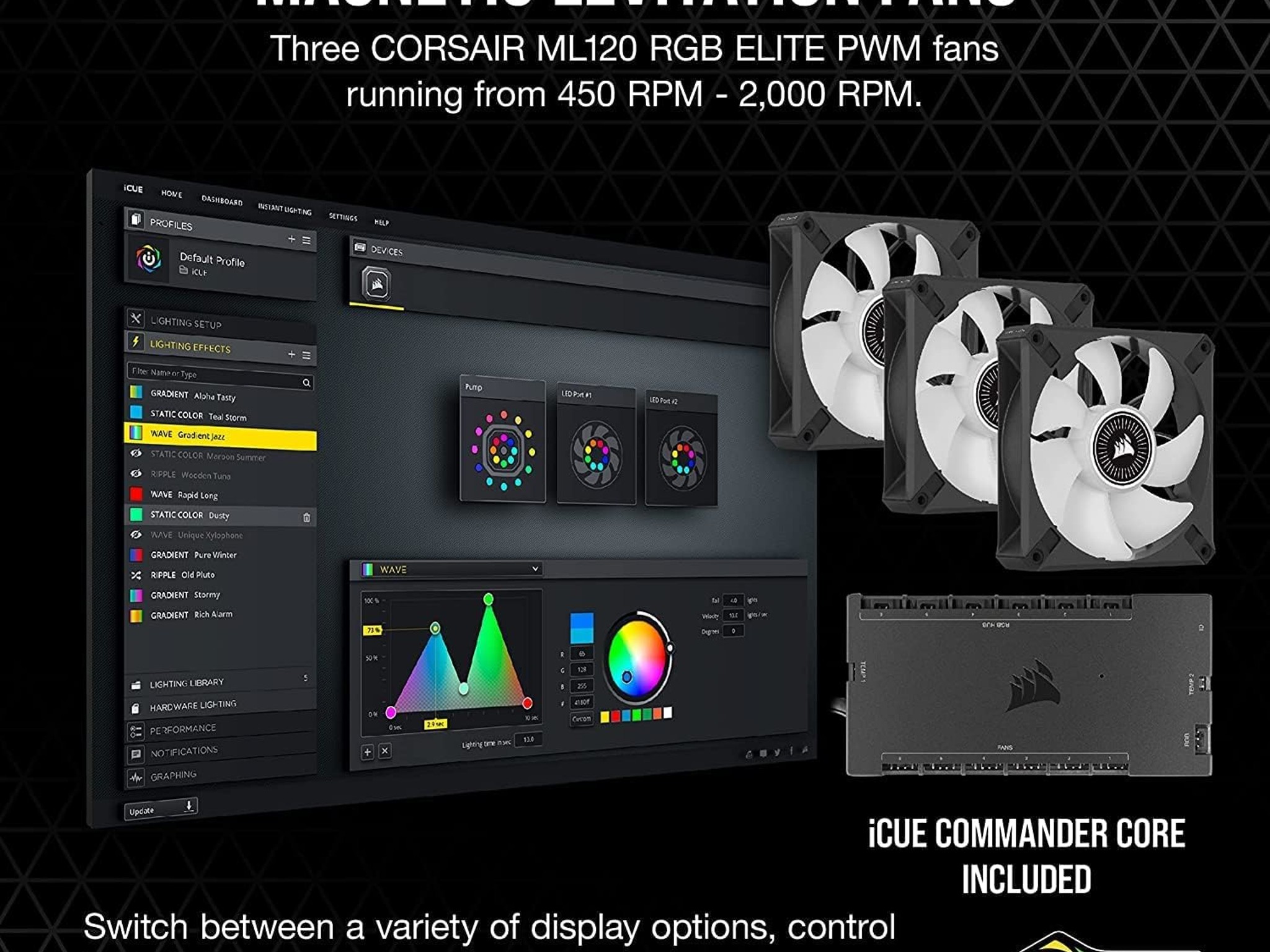 Corsair H150i Elite LCD AIO Liquid Cooler - LCD Screen - 360mm Black