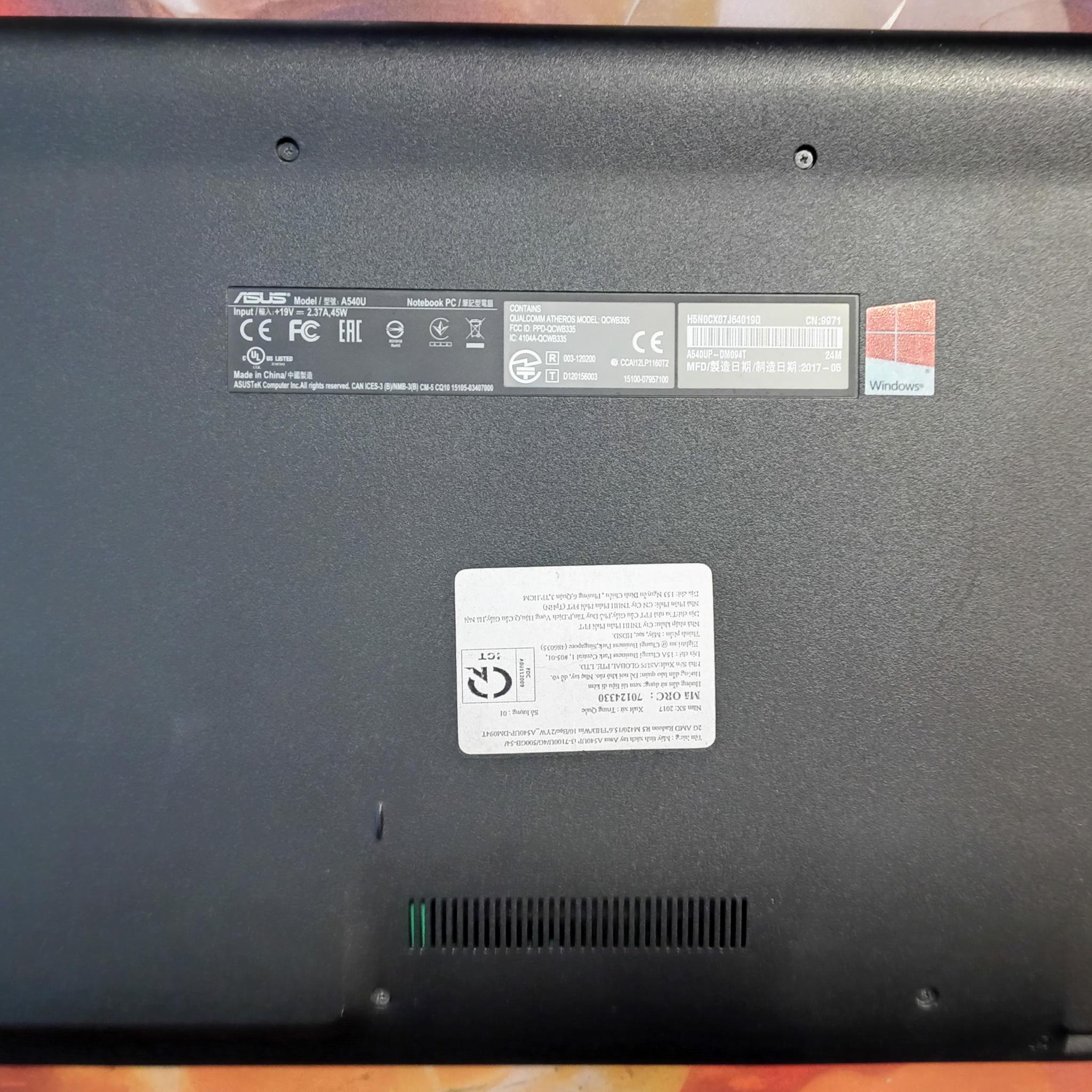 Asus A540UP LAPTOP INTEL i3-7100U 8GB DDR4 RAM 240GB SSD WIFI R5 M230 2GB GPU WINDOWS 11