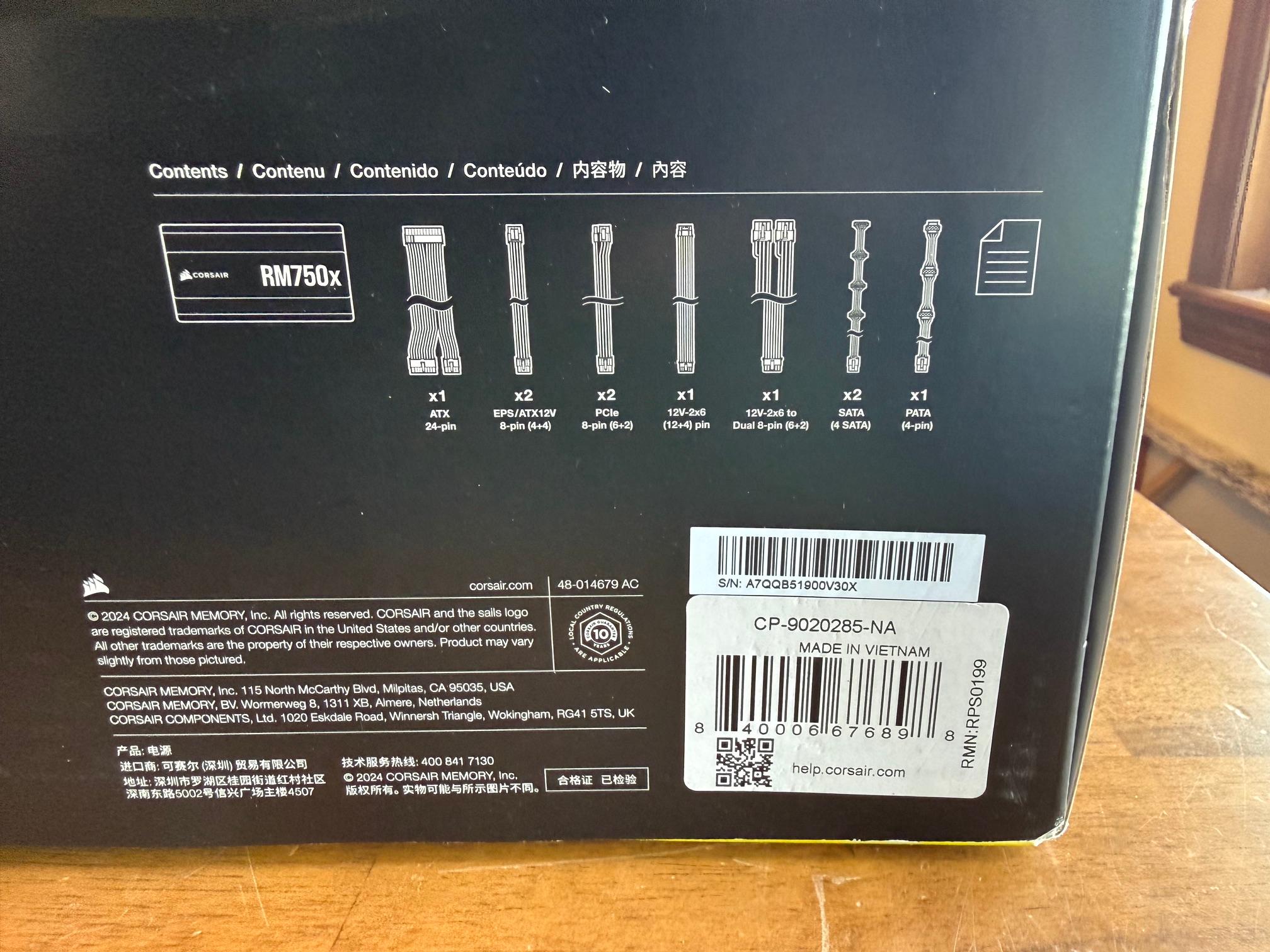Corsair RM750x PC Power Supply - 750 Watts