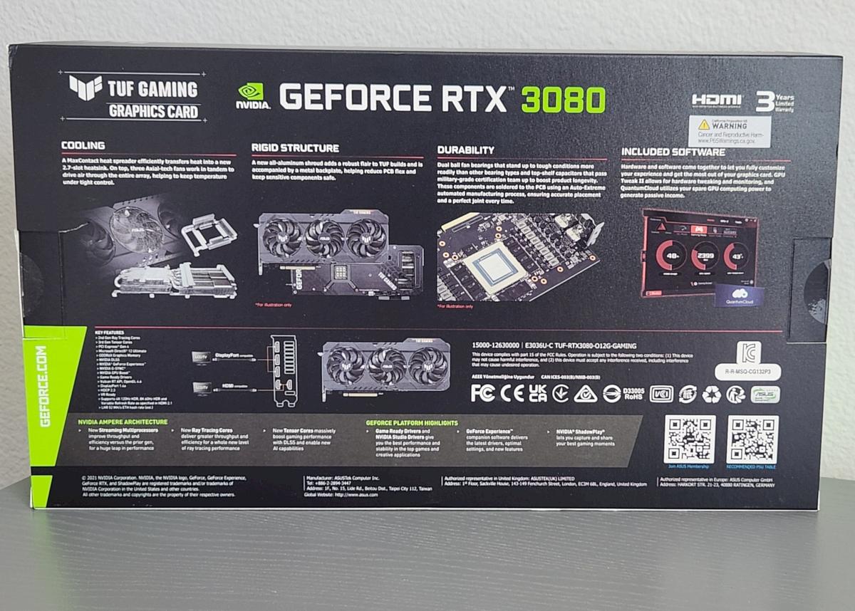 ASUS TUF Gaming GeForce RTX 3080 OC Edition 12GB LHR w/Kritical Pads