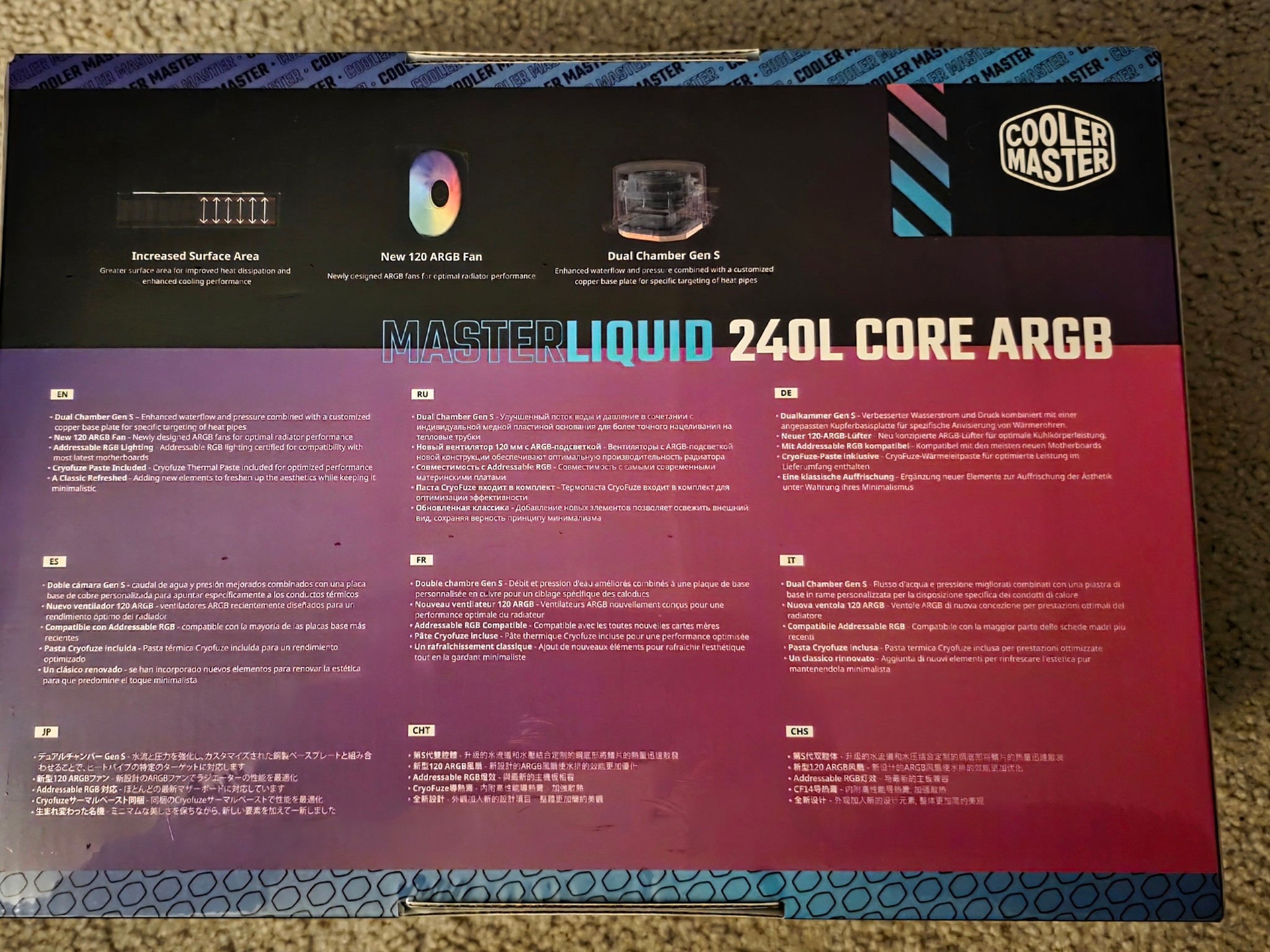 Cooler Master MasterLiquid 240L Core 240mm AIO ARGB Liquid CPU Cooler Black Brand New Sealed