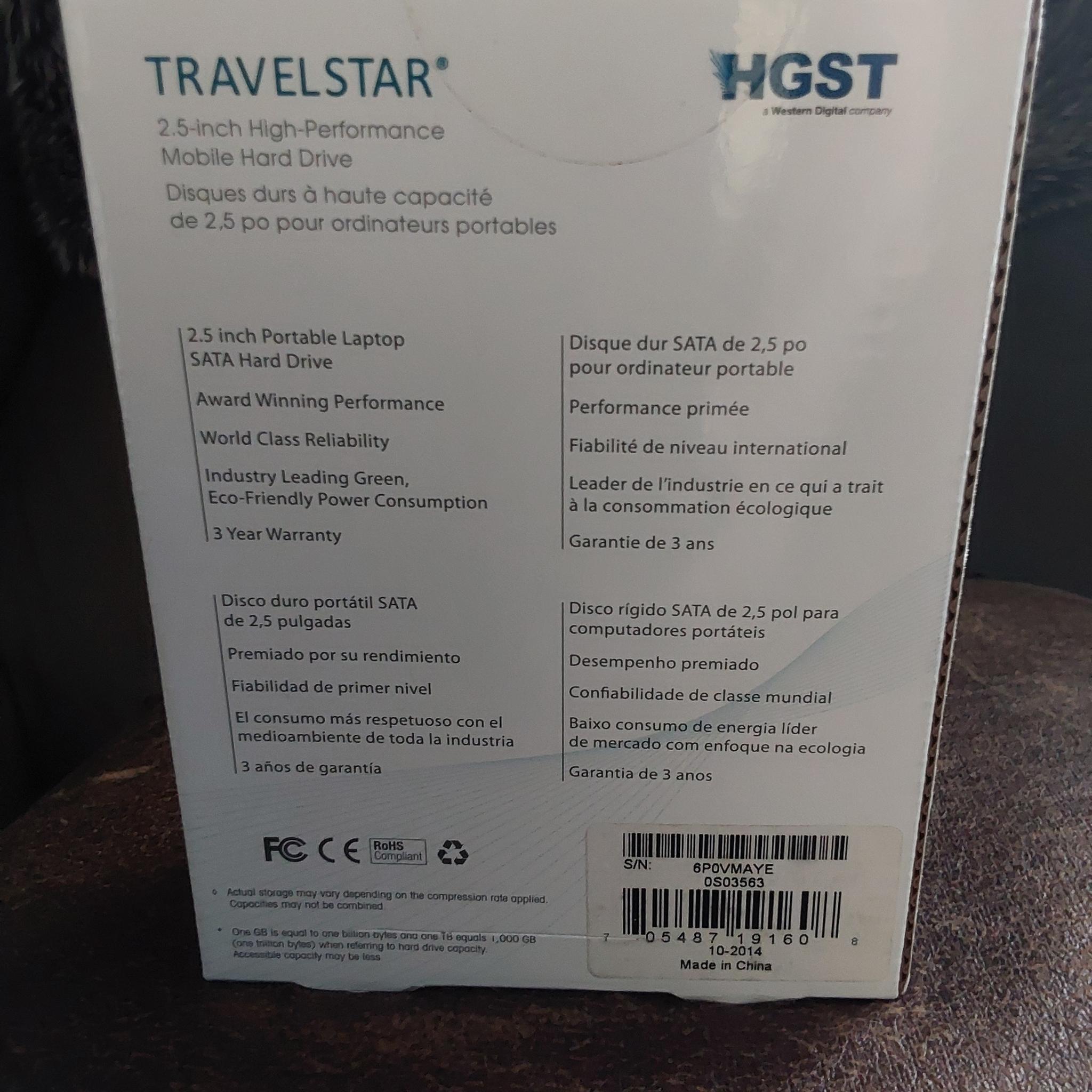 NEW HGST (Hitachi) Travelstar 1TB SATA 2.5” Internal Mobile/Laptop Hard Drive