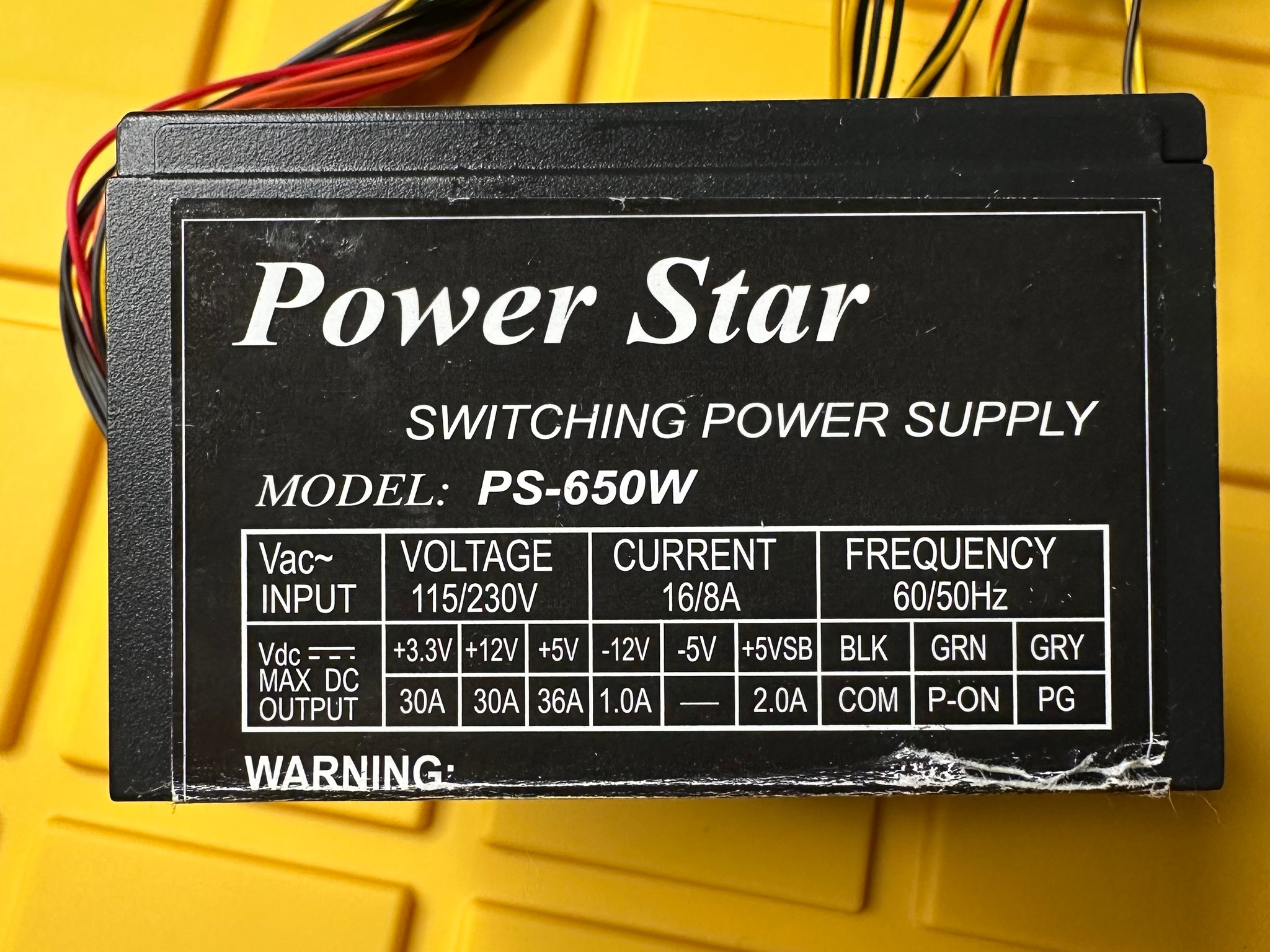 Power Star Black 650w-Max ATX Power Supply Dual Fan, 20+4pin, SATA & PCIe
