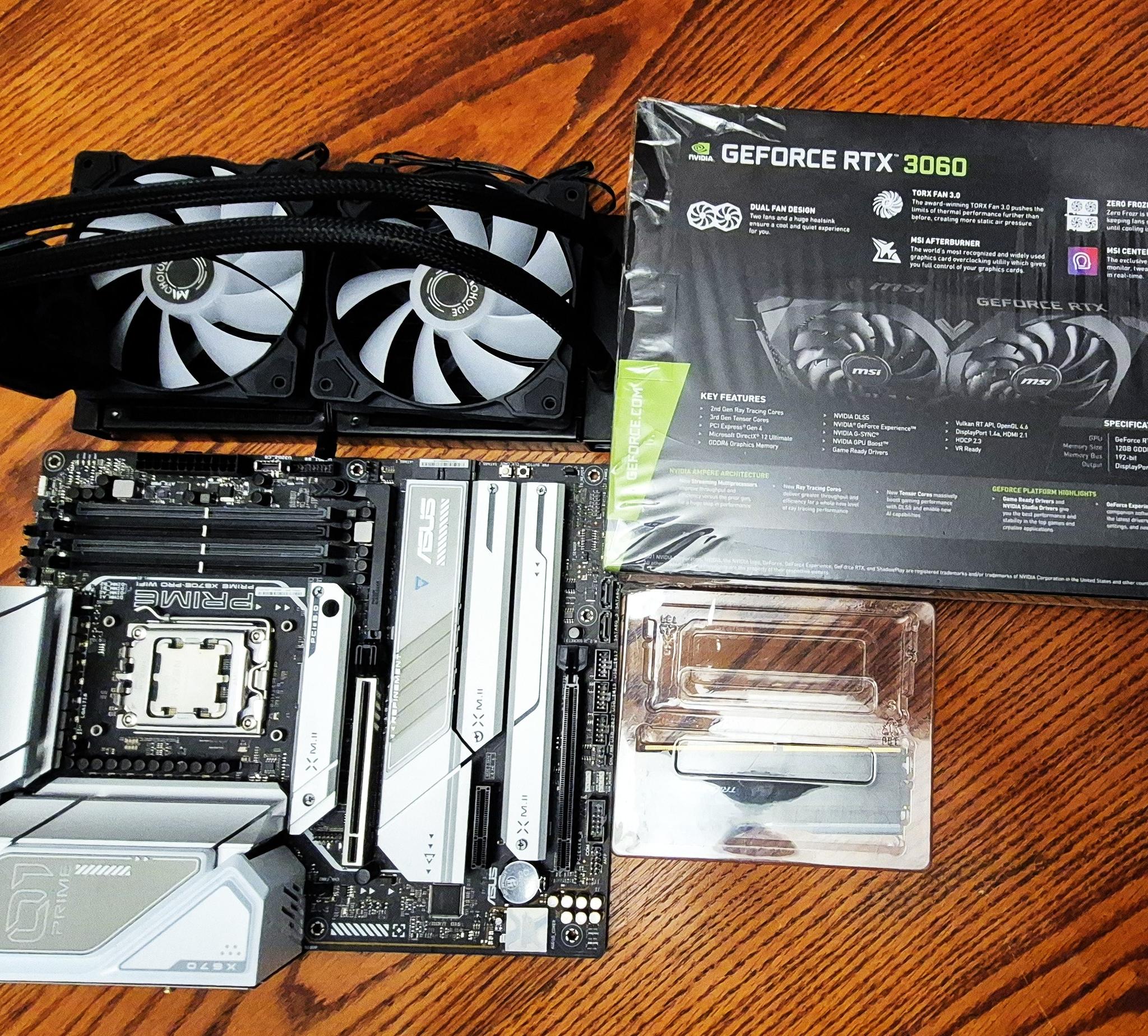 Asus X670E-Pro WIFI, Ryzen 9 7950X CPU, MSI 12GB GeForce RTX 3060, 32GB RAM, AIO Cooler, 4TB M.2 SSD