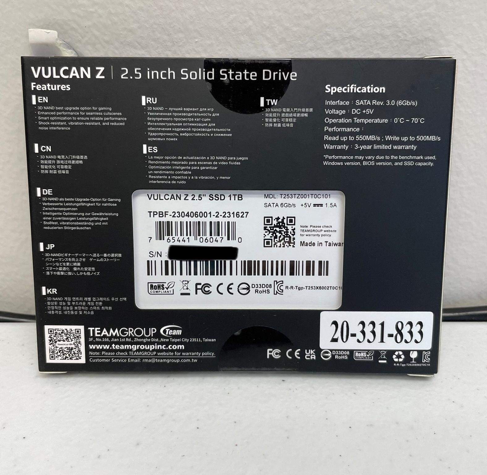 BNIB TeamGroup Vulcan Z 1TB