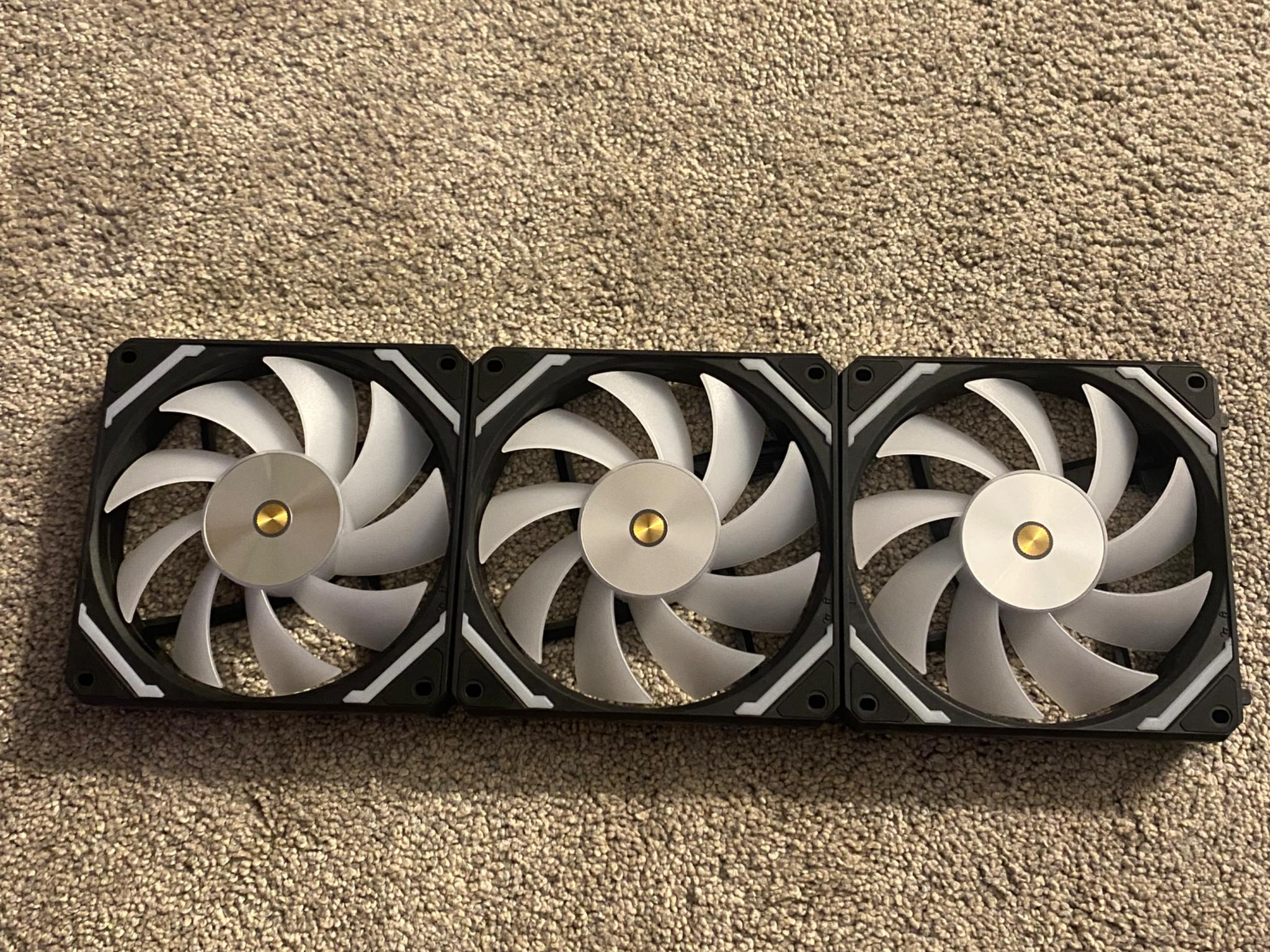 3 pack of black LTC Daisy Chain ARGB case fans