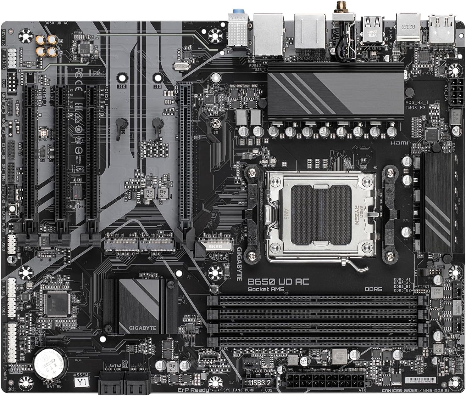 GIGABYTE B650 UD AC AMD AM5 B650 ATX M.2 Desktop Motherboard A