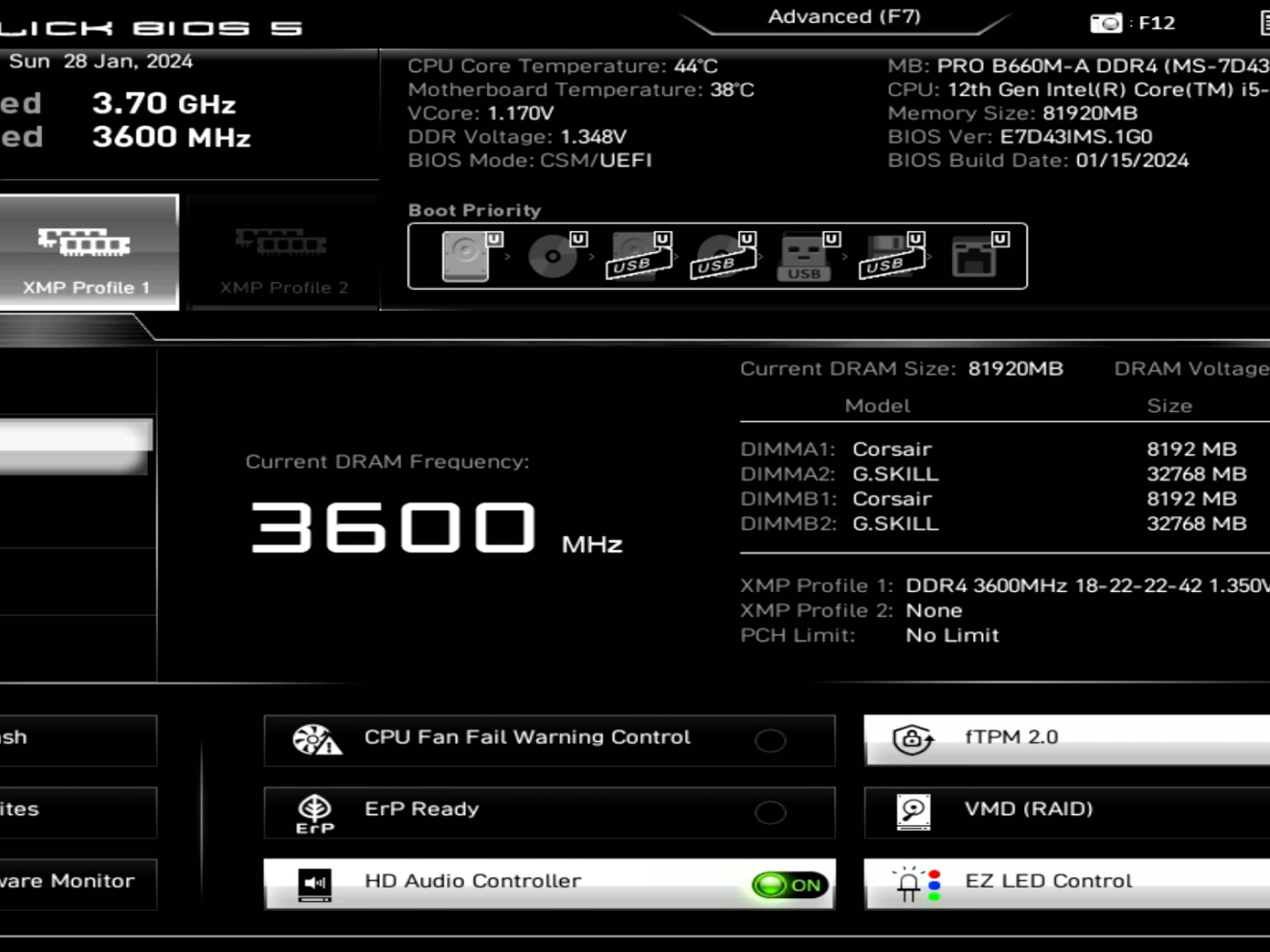 MSI B660M-A Pro DDR4 Intel LGA 1700 ATX Motherboard