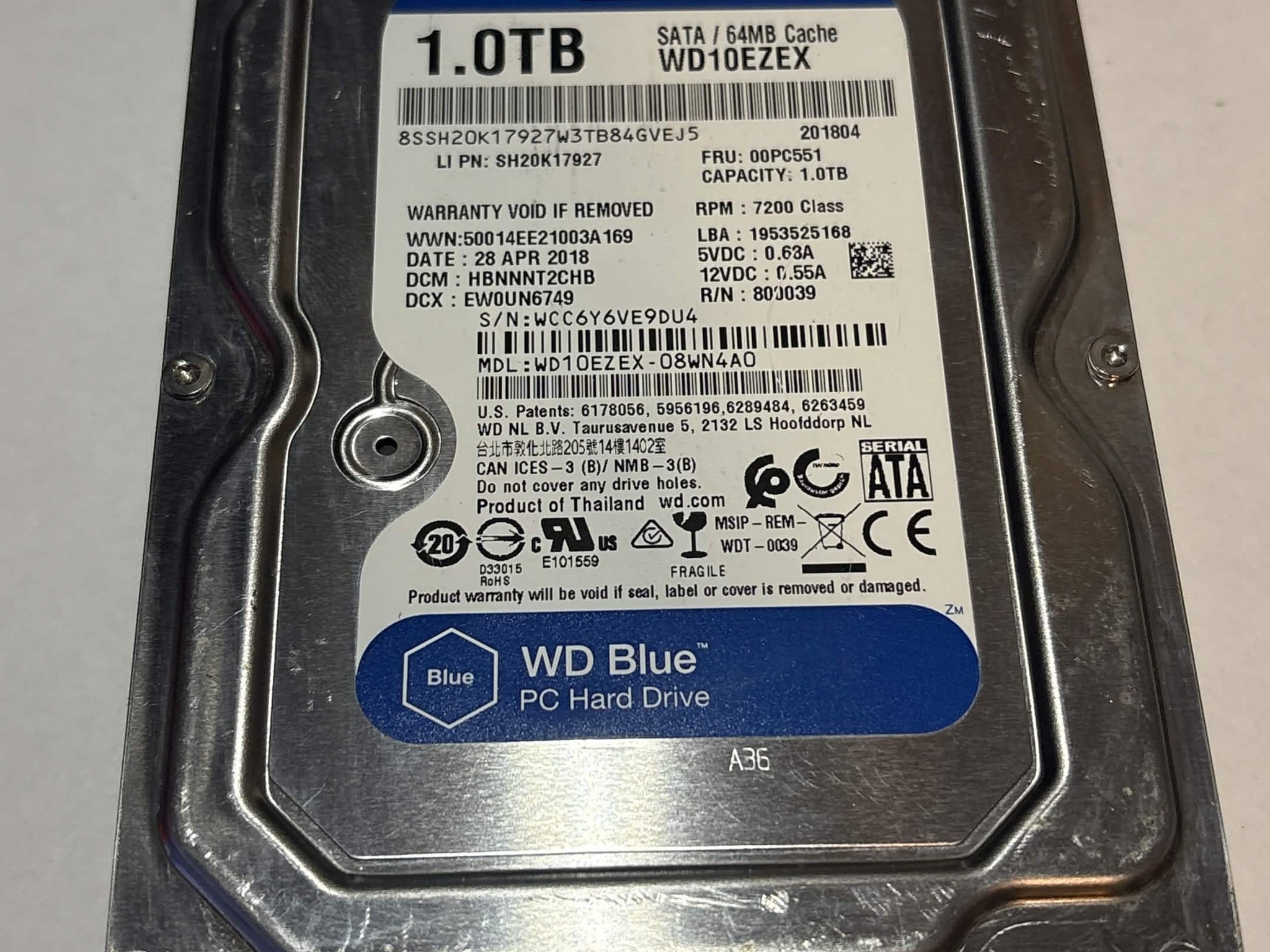 WD Blue 1TB 7200RPM SATA Hard Drive | Tested & Healthy