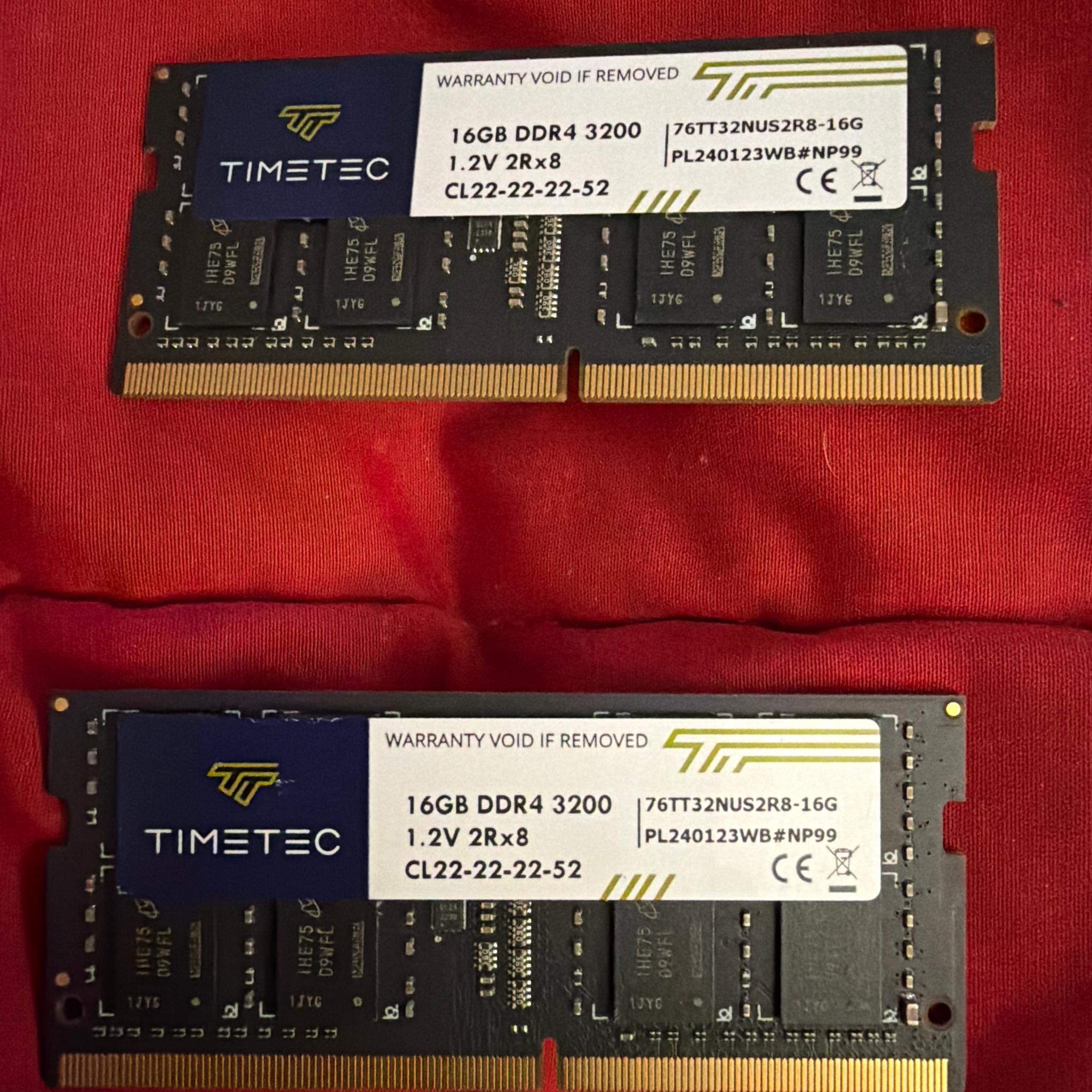32GB DDR4 3200 CL22 Dual Channel Kit 16GBx2 Pinnacle Timetec