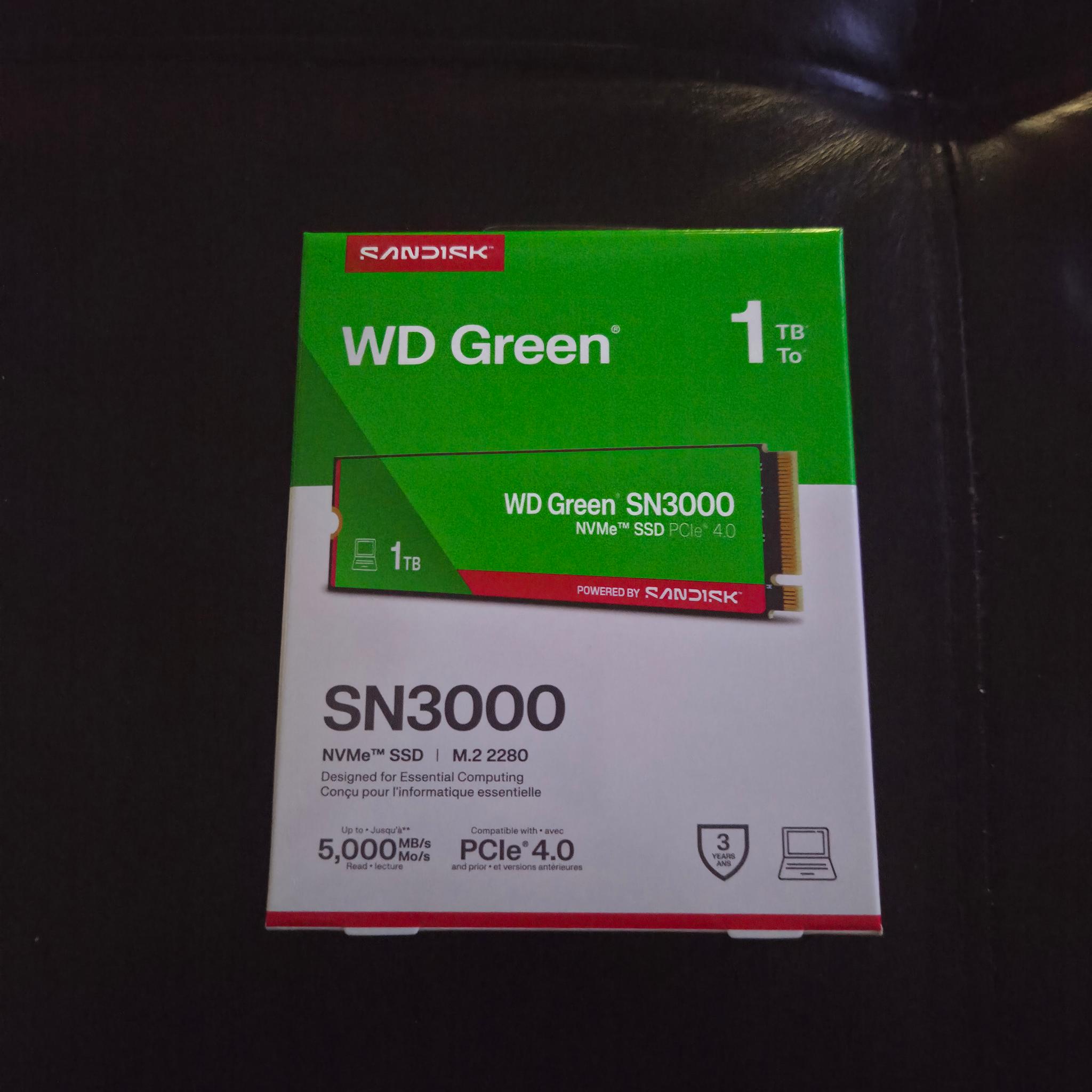 1TB PCIe 4.0 Western Digital/Sandisk WD Green SN3000 NVMe SSD - Brand New in Box!