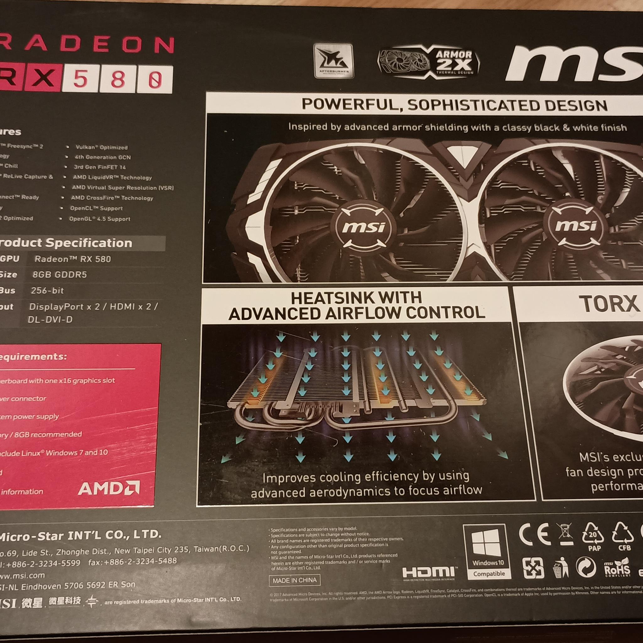 MSI ARMOR OC Radeon RX 580 8G