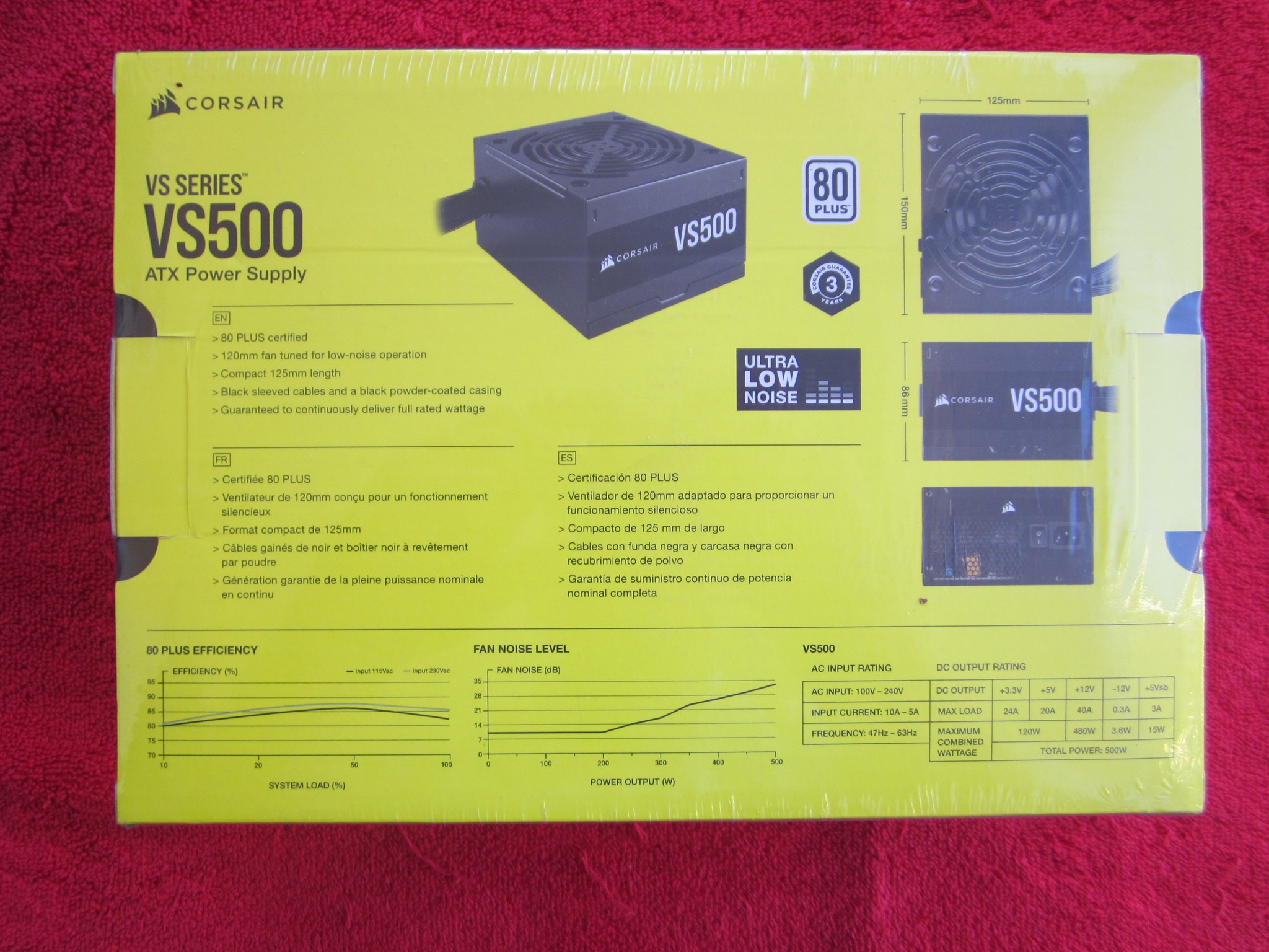 NEW SEALED! CORSAIR VS500 80 PLUS 500W Power Supply