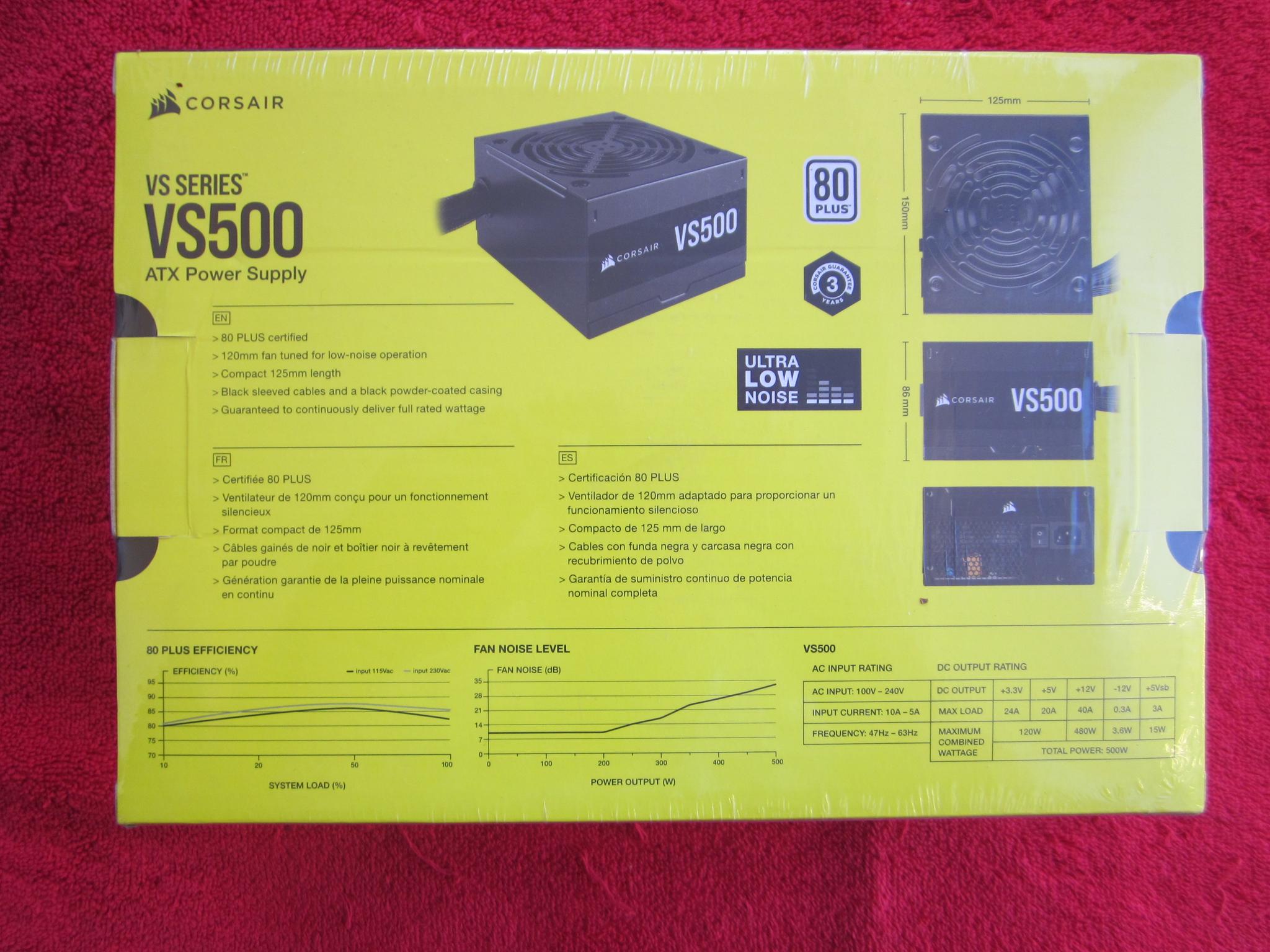NEW SEALED! CORSAIR VS500 80 PLUS 500W Power Supply