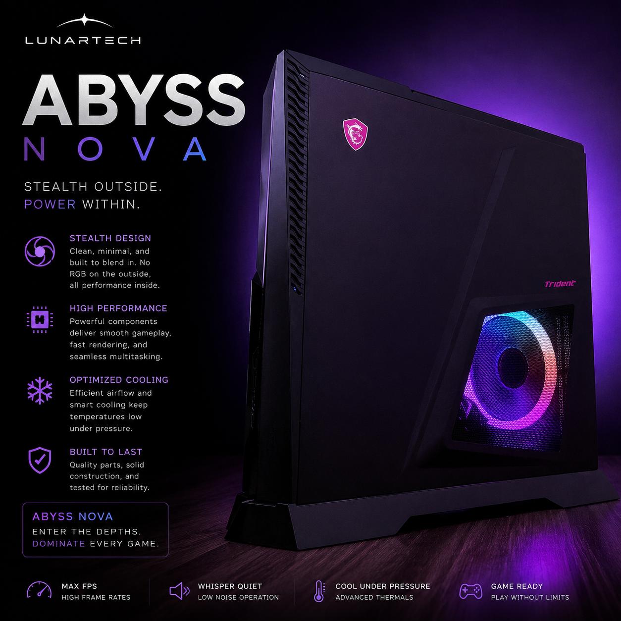 ⚫️"Abyss Nova"⚫️ | 1080/1440p Gaming | RTX 2080 Ti | Intel i9 9900kf | 16GB Ram | 512gb NVMe SSD