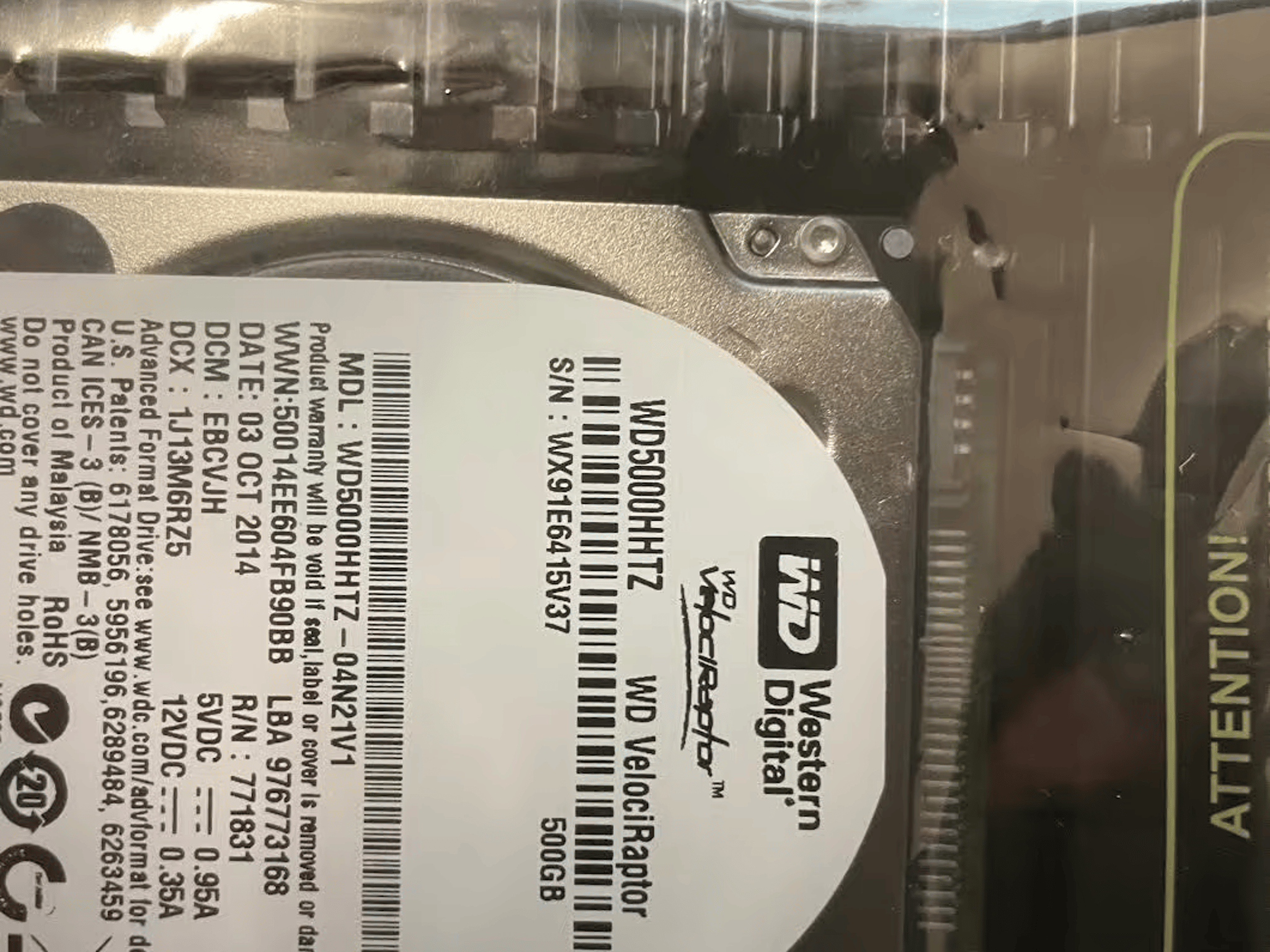Western Digital Velociraptor 500GB 3.5" WD5000HHTZ 10K RPM HDD