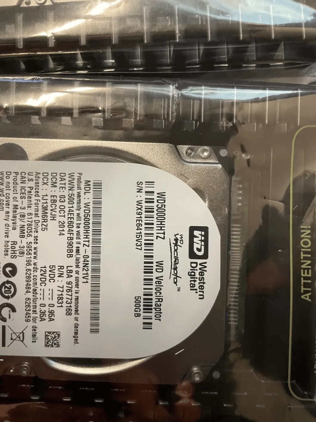 Western Digital Velociraptor 500GB 3.5" WD5000HHTZ 10K RPM HDD