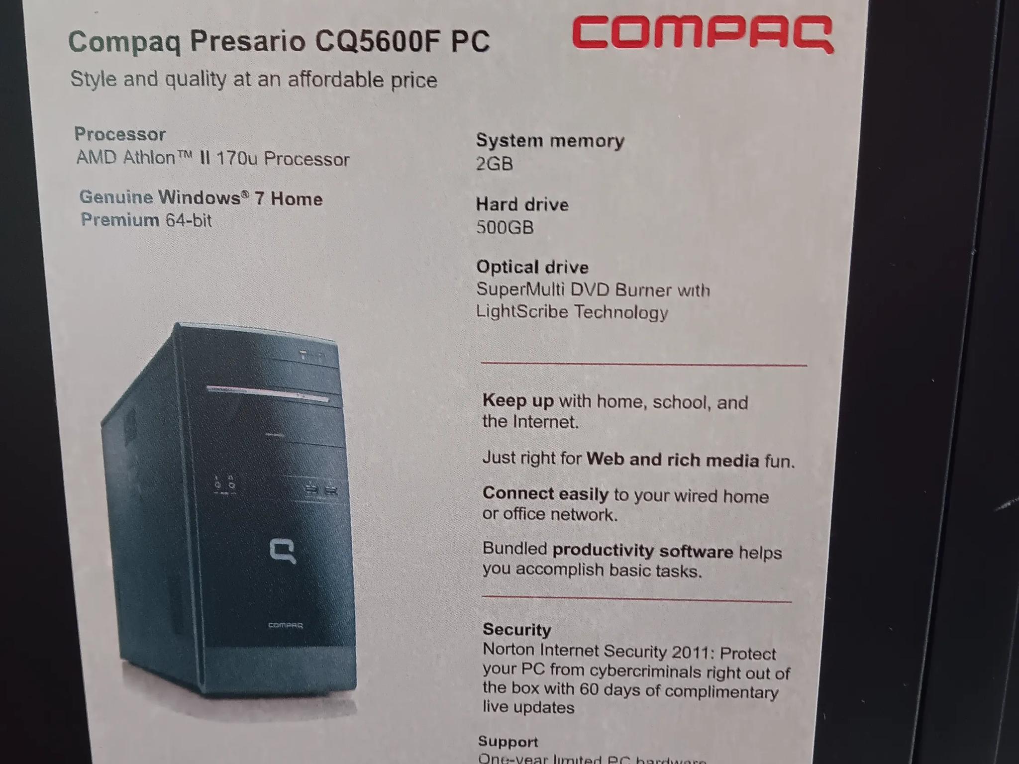 OEM Compaq Presario CQ5000 Series Mini-Tower Case W/Extras