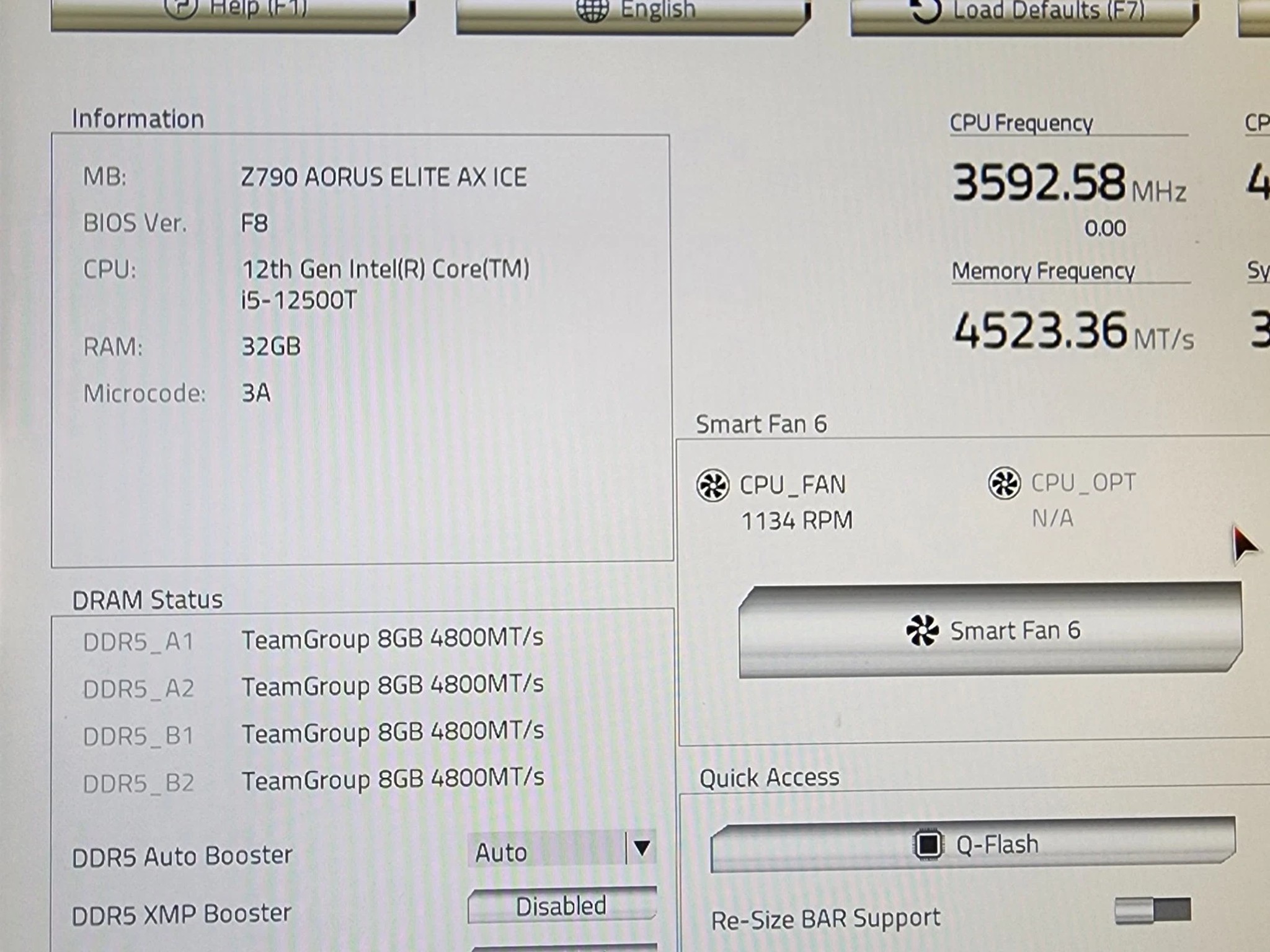 UPDATED BIOS GIGABYTE Z790 AORUS Elite AX ICE WIFI DDR5 LGA1700 Motherboard