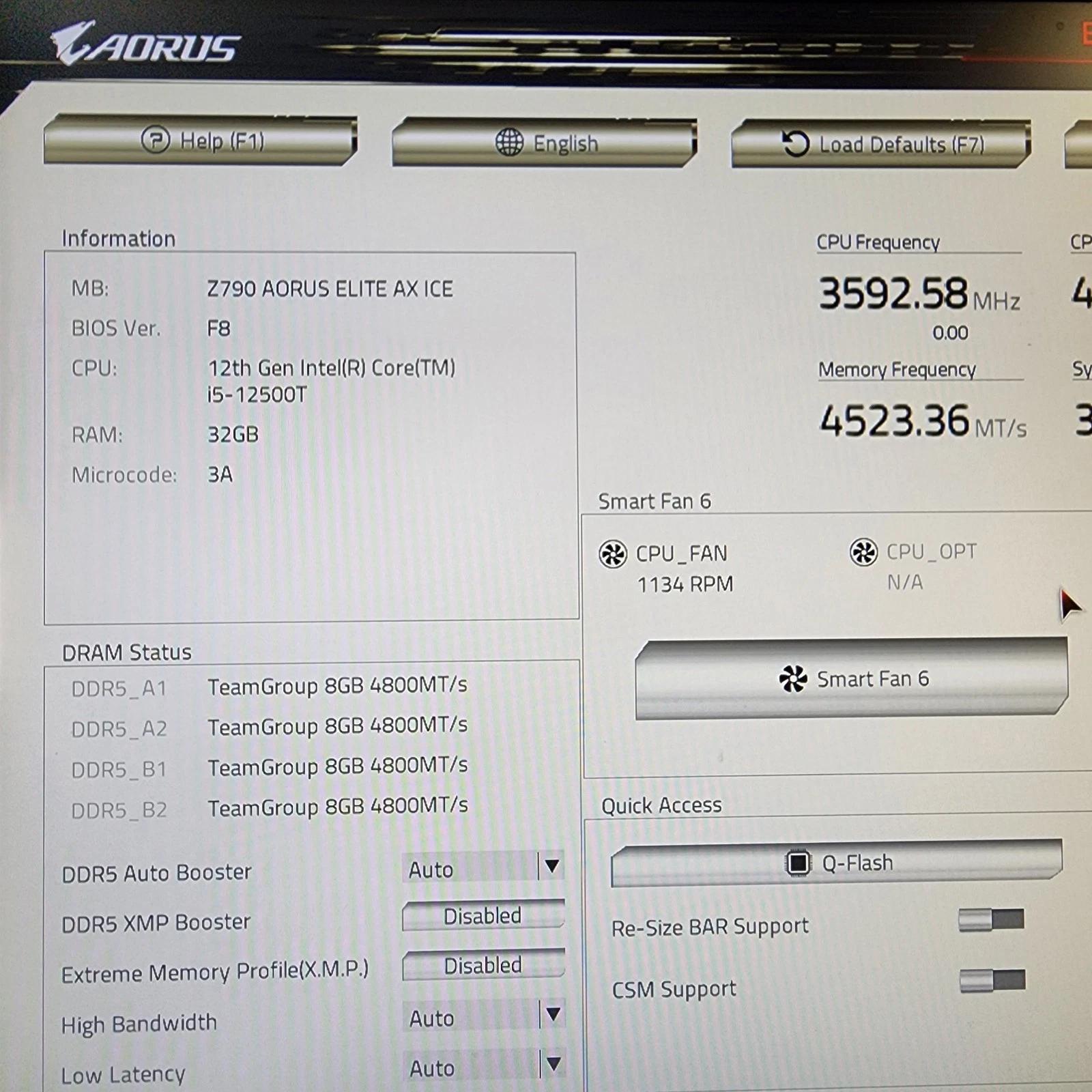 UPDATED BIOS GIGABYTE Z790 AORUS Elite AX ICE WIFI DDR5 LGA1700 Motherboard