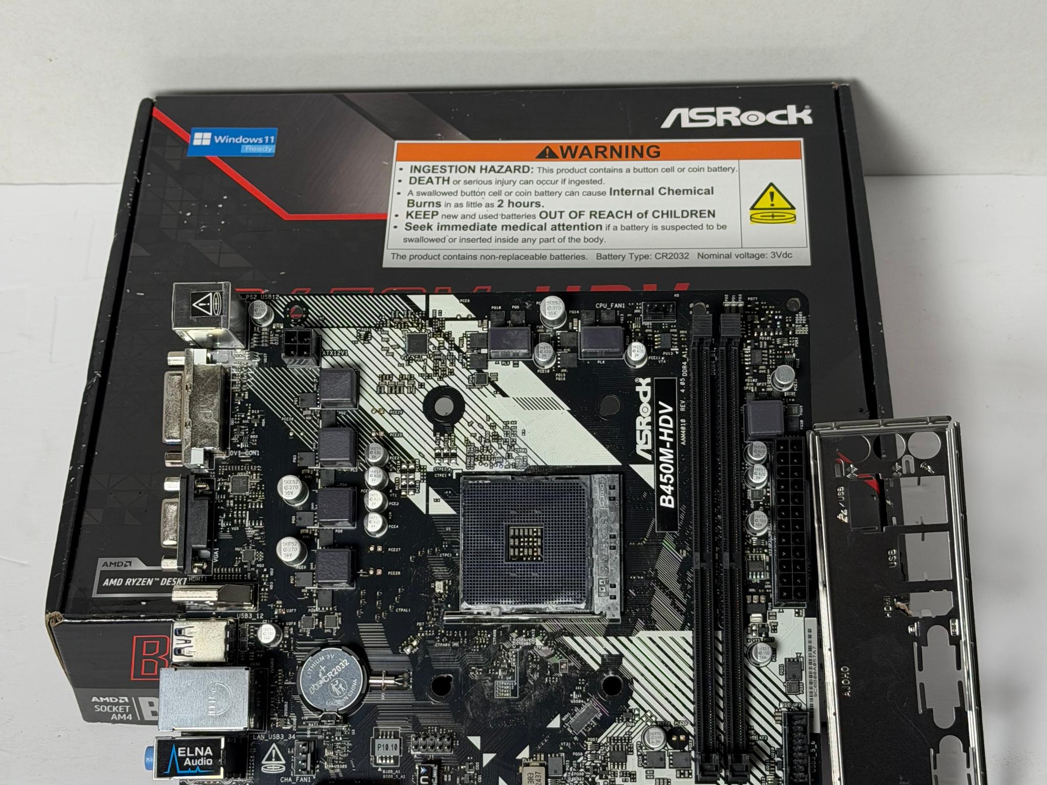 ASRock AMD B450M-HDV R4.0 AM4 Socket Ryzen DDR4 Motherboard